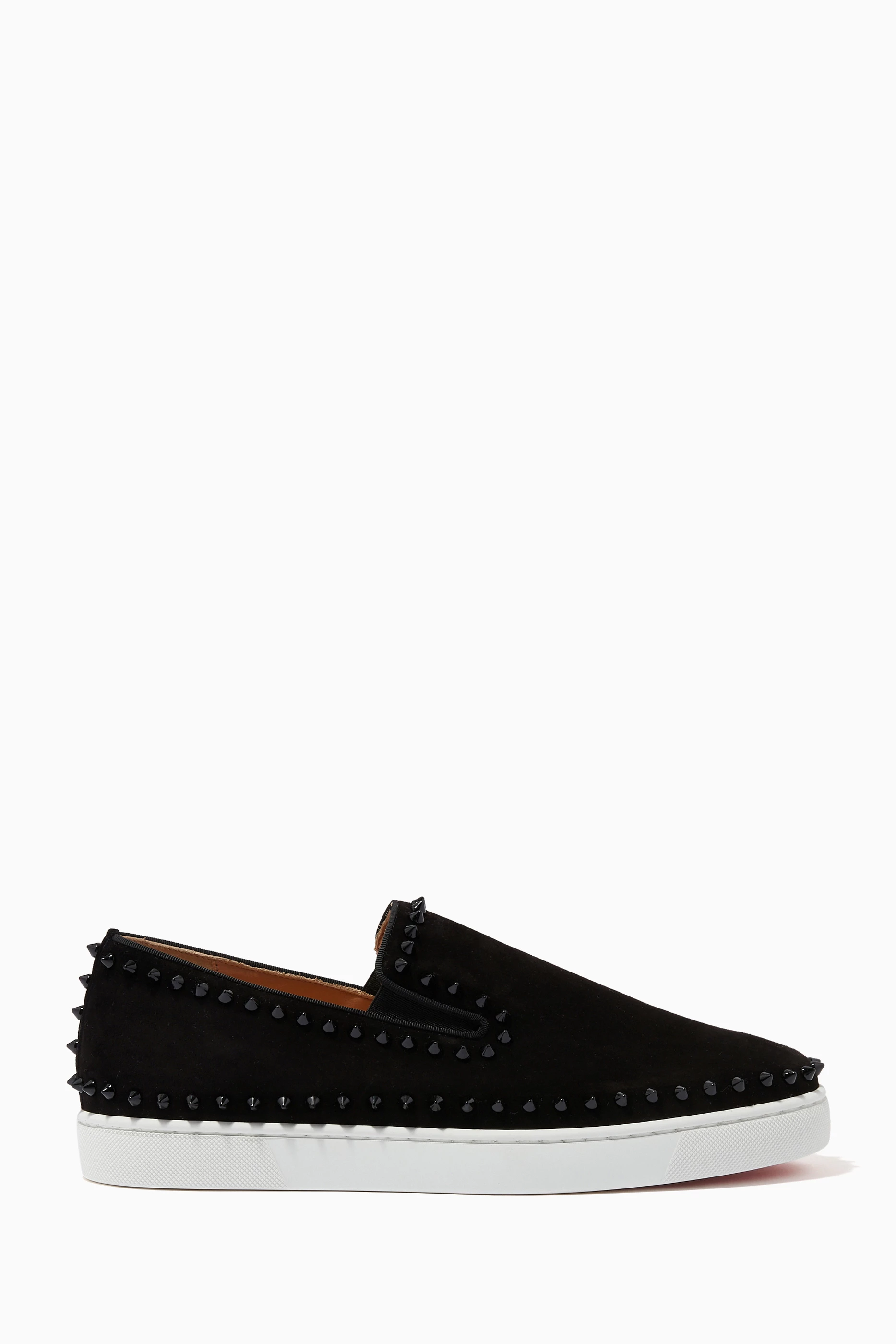 Buy Christian Louboutin Black Pik Boat Shoes in Suede For Men