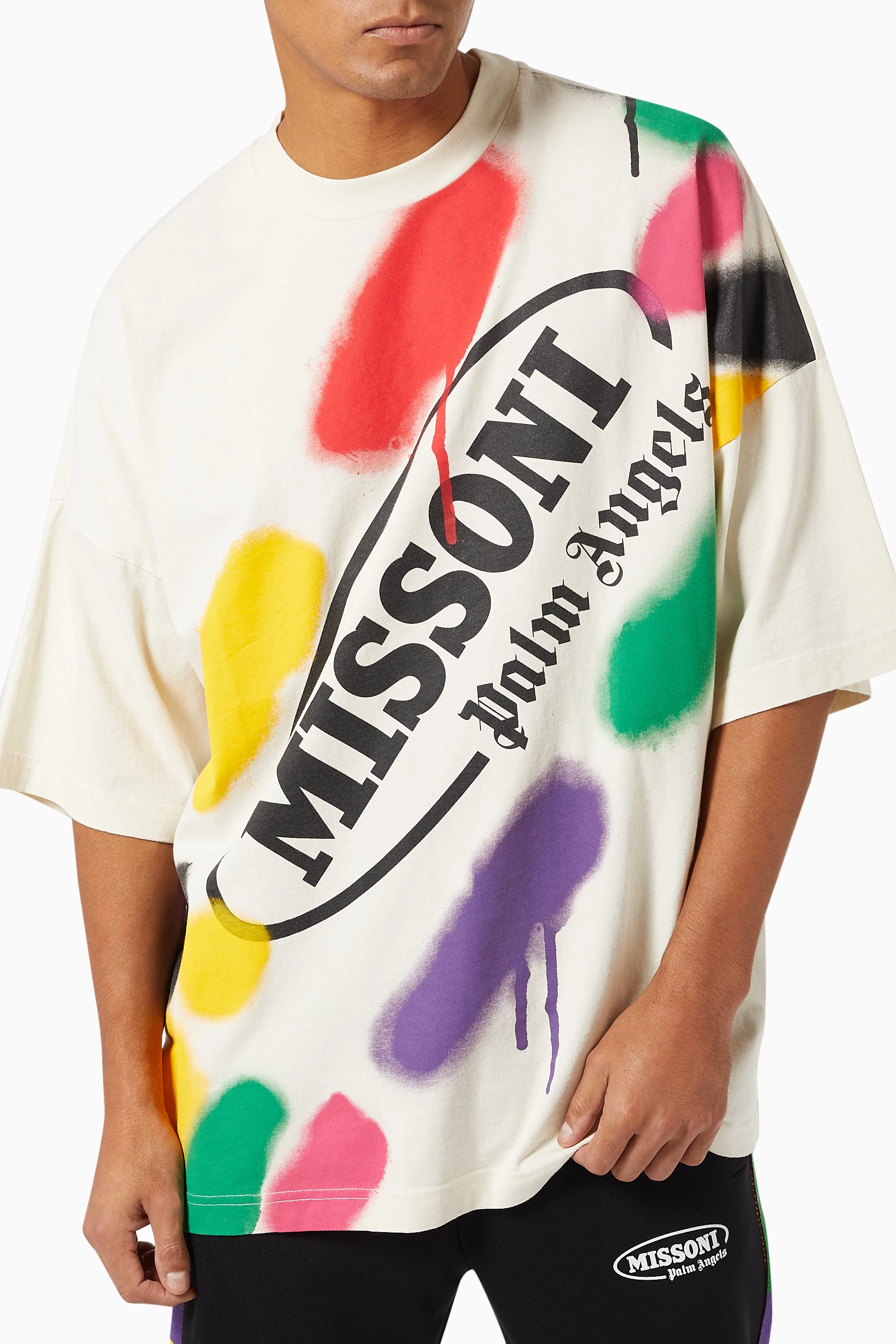 Buy Palm Angels White x Missoni Sport Oversized T-shirt in Cotton 