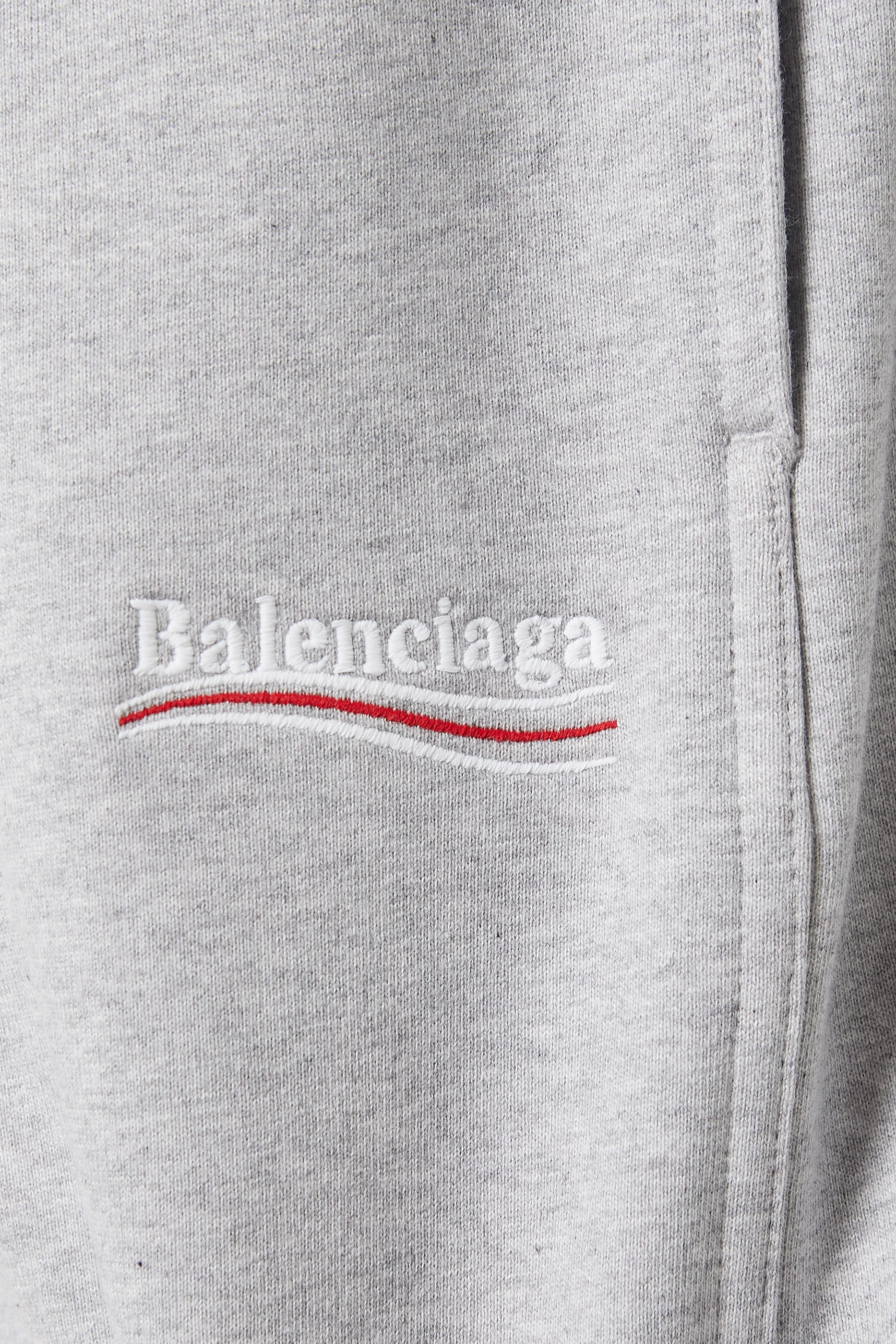 Buy Balenciaga Grey Political Campaign Sweatshorts in Curly Fleece