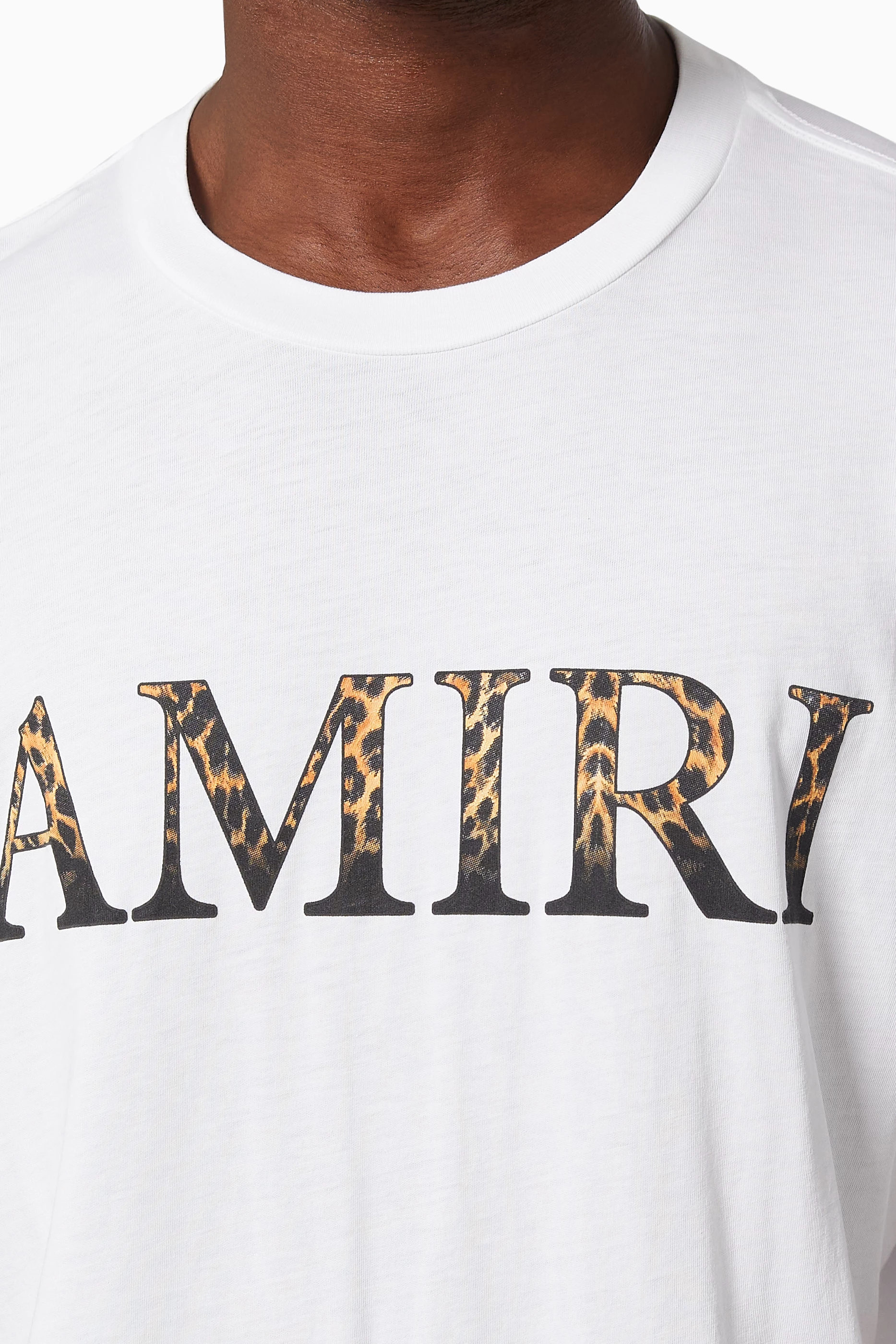 Buy Amiri White Leopard Logo T-shirt in Cotton Jersey For Men 