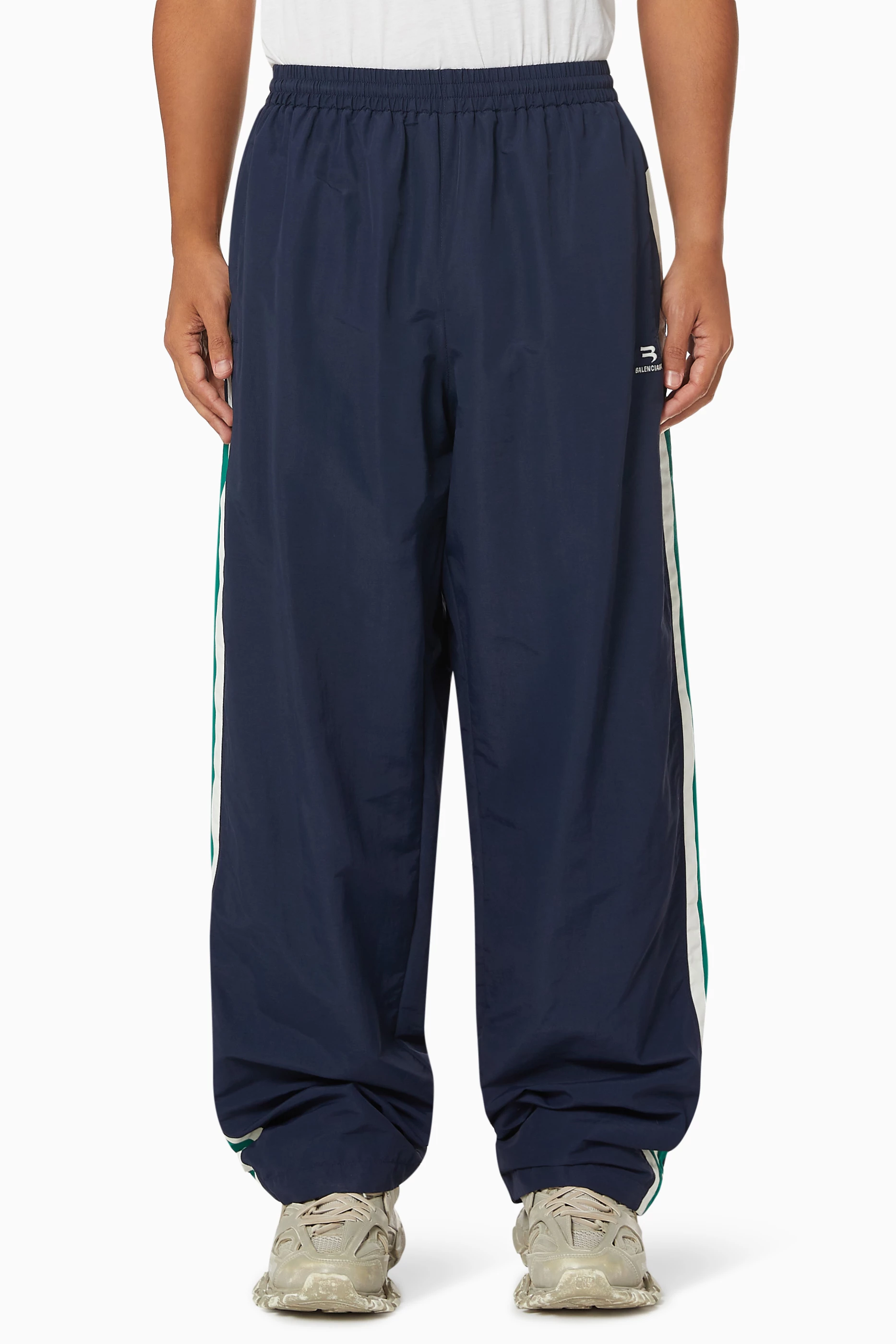 Buy Balenciaga Blue Sporty B Tracksuit Pants in Nylon For