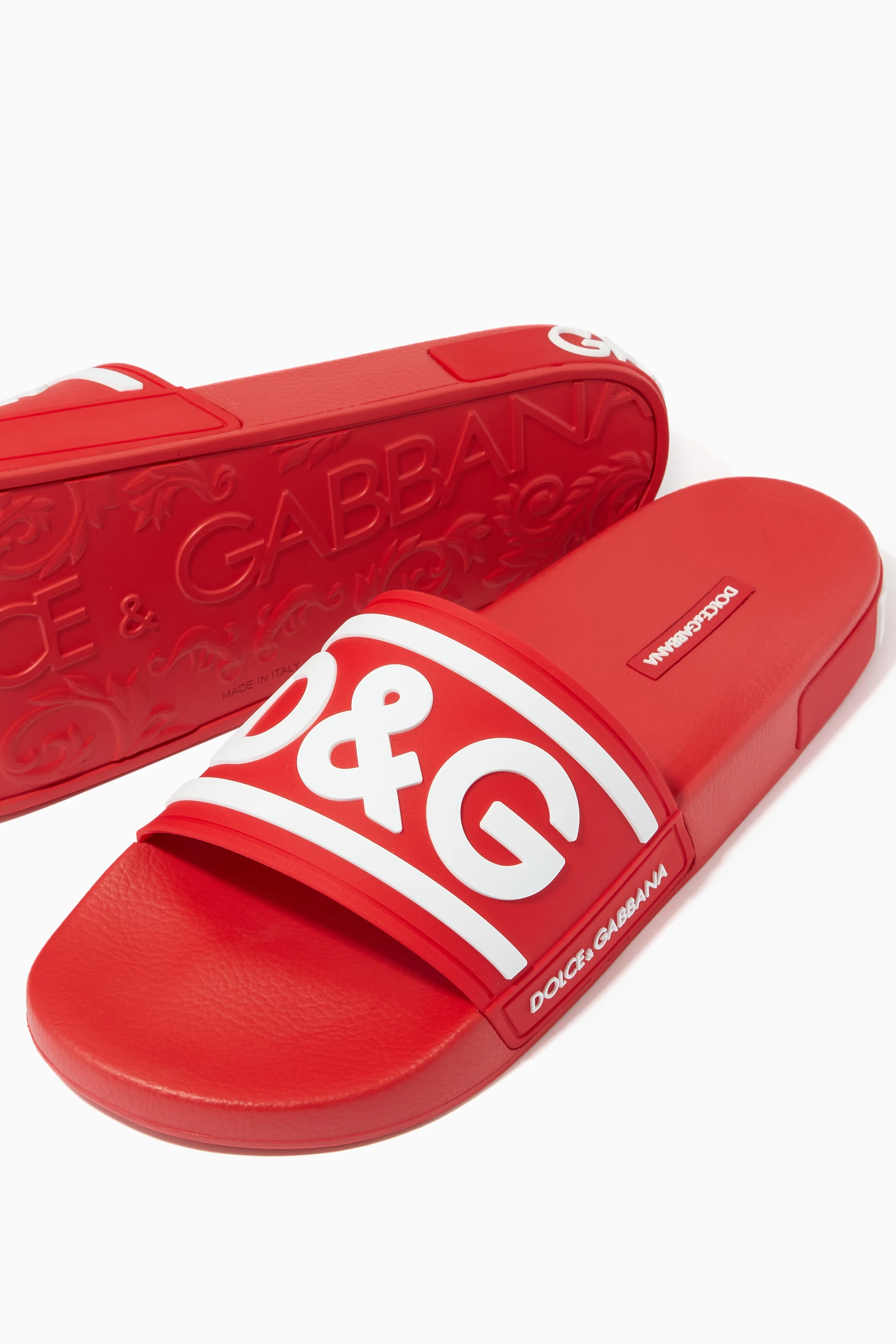 Dolce & Gabbana Slides \'Embossed Logo - Red\' Men’s Size 46 EUR / US 13 Dolce & Gabbana Leather slides with logo | Men main image 3