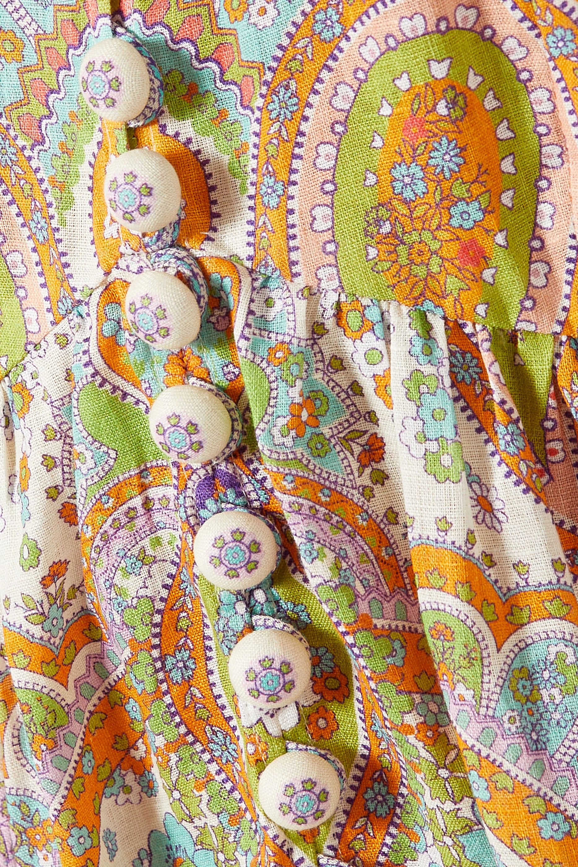 knee length dresses for ladies Luna Blue Paisley Button Long Sleeve Midi Dress main image 0