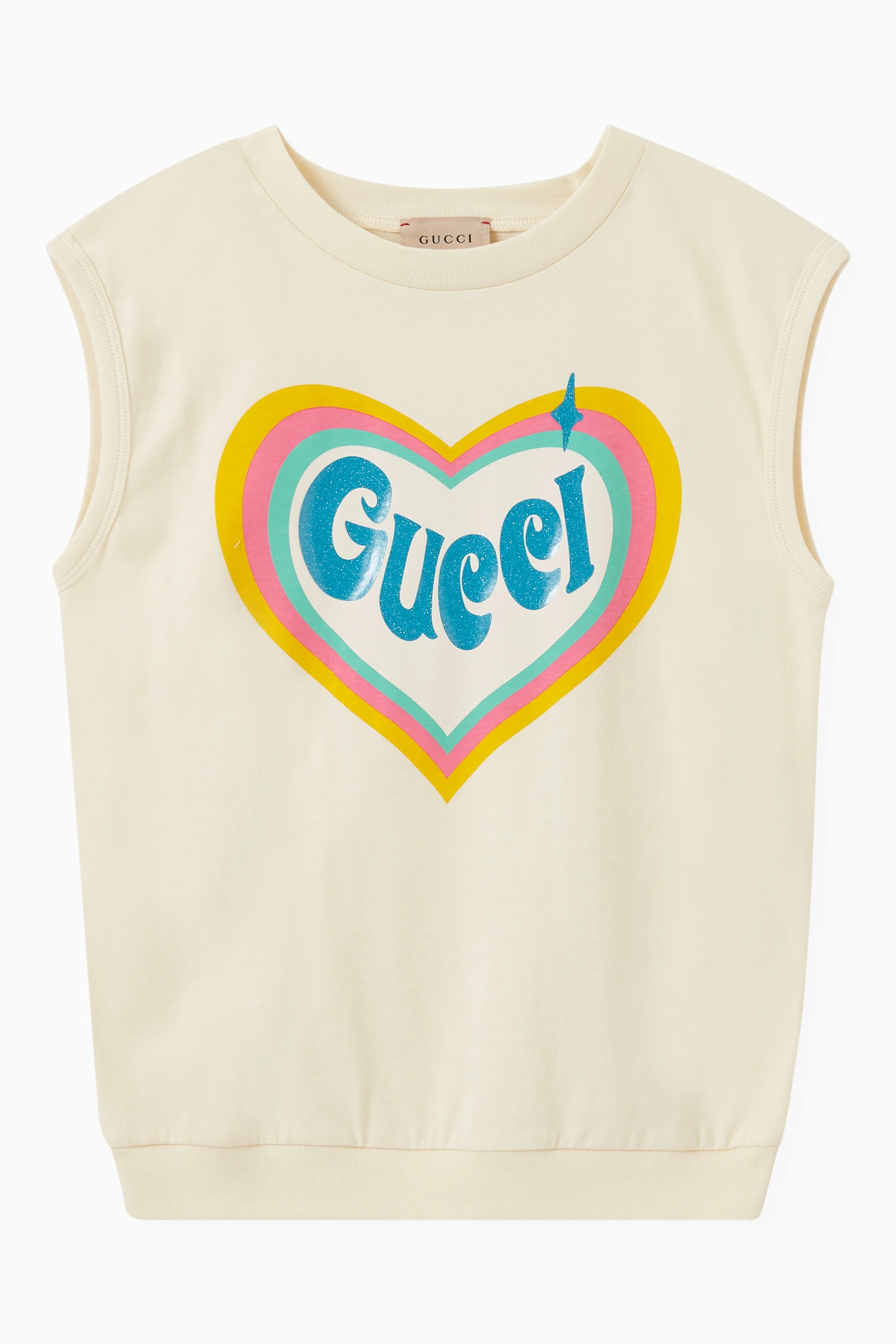 Buy Gucci Yellow Heart Logo T shirt in Cotton Jersey For Girls Online Ounass Oman