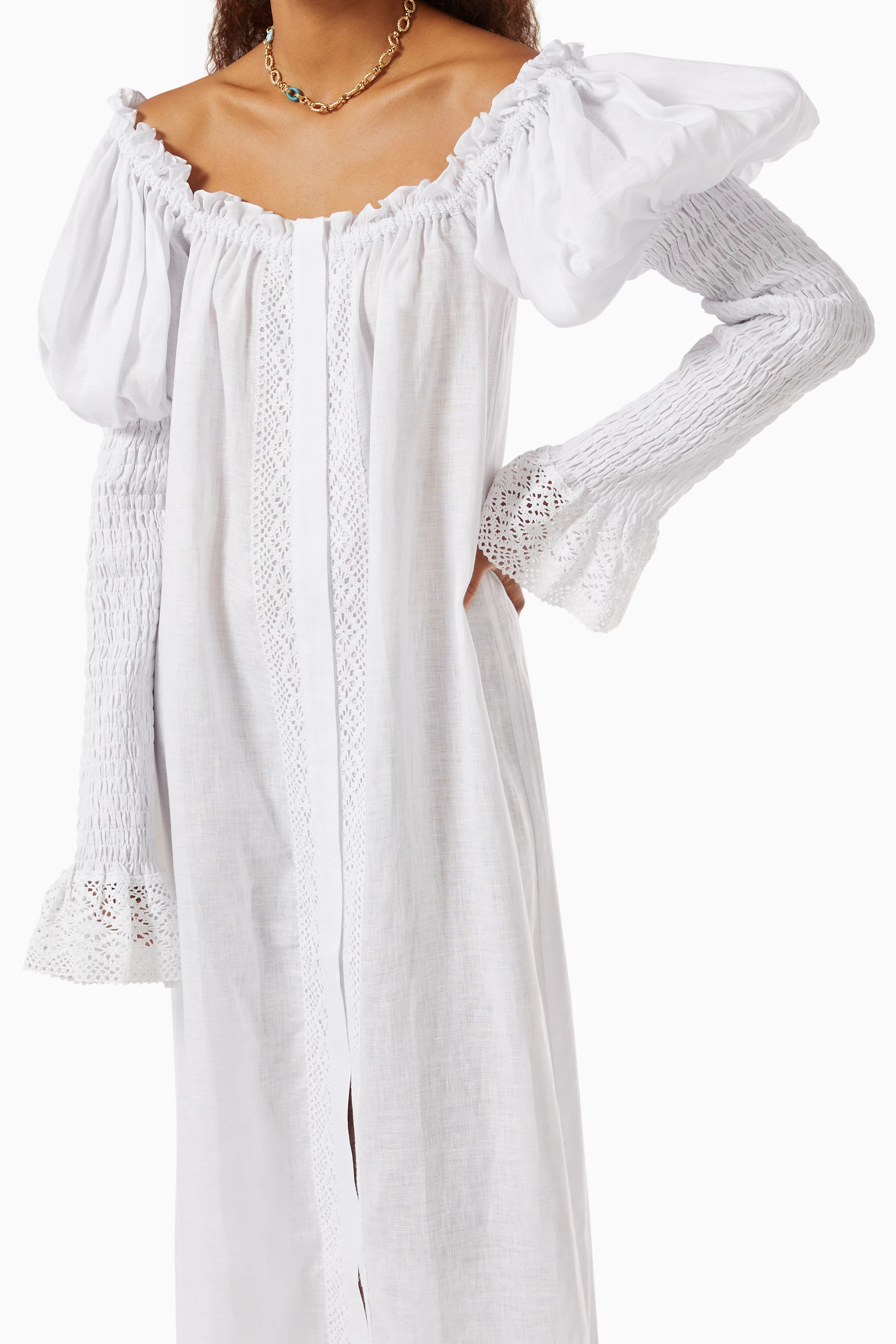 Buy Sleeper White Opera Dress in Linen For Women Online | Ounass Oman