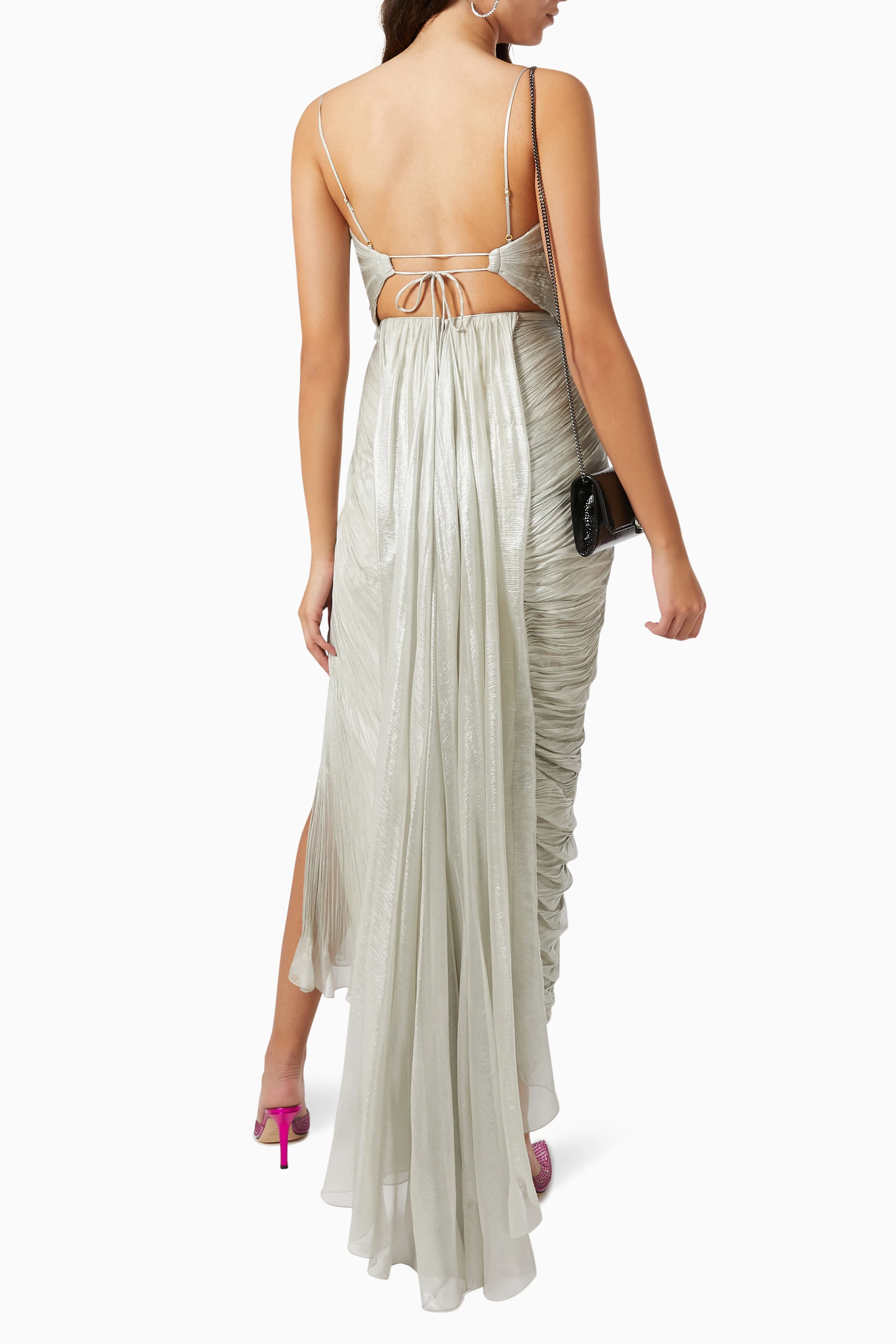maria lucia hohan siona draped silk dress Maria Lucia Hohan Siona Strappy Draped Dress in Red