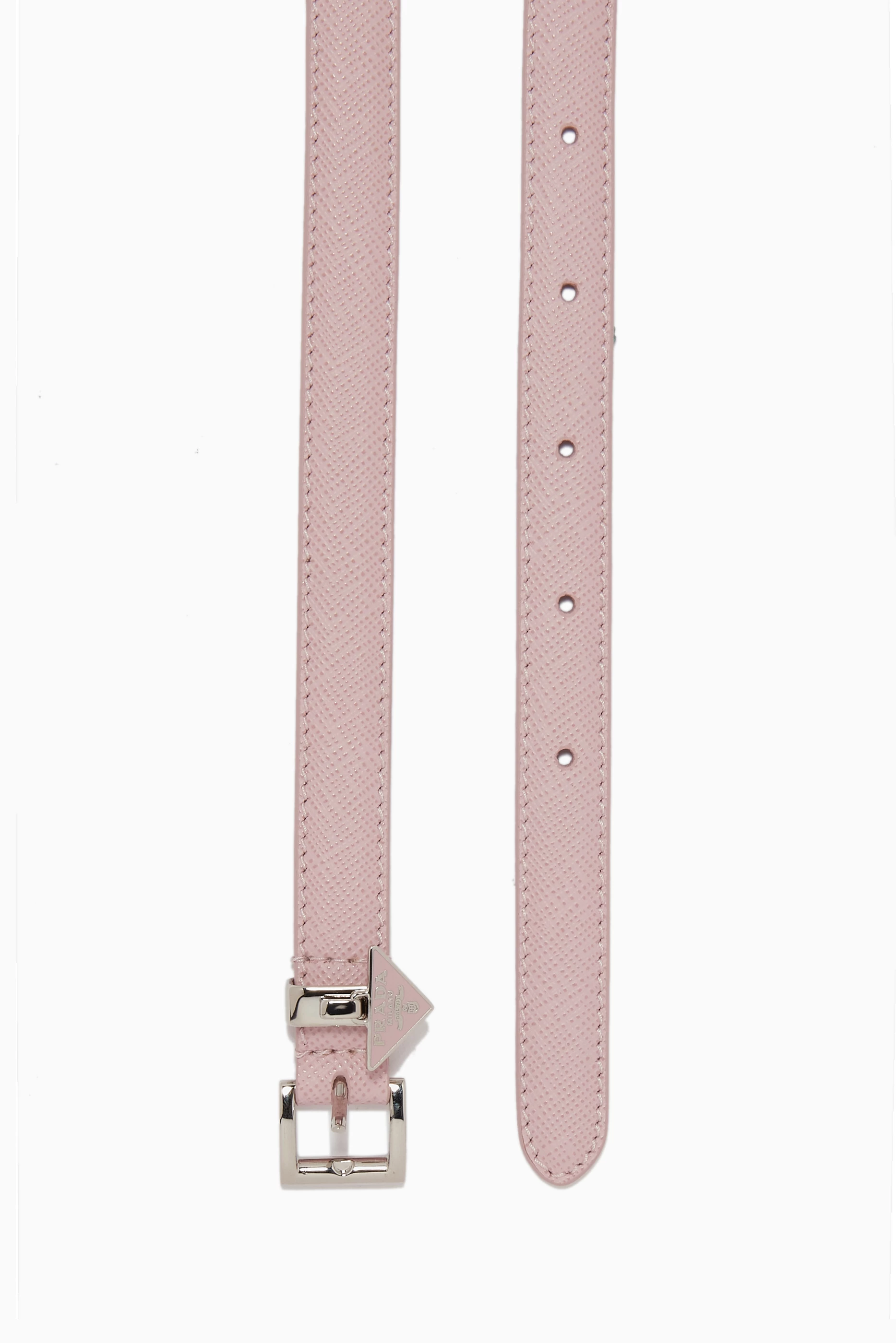 Buy Prada Pink Triangle Logo Belt in Saffiano Leather For  display picture 2