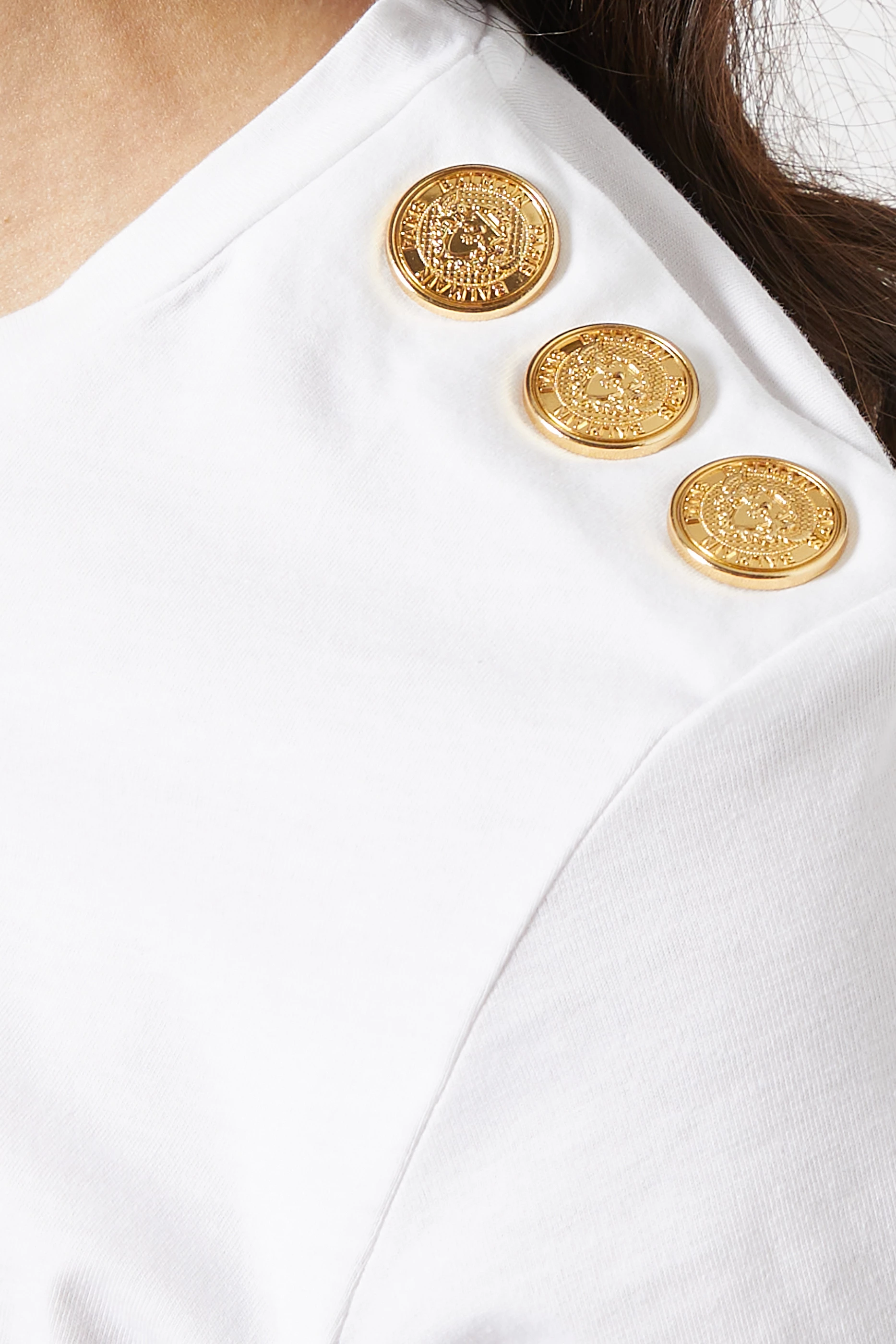 Buy Balmain White Balmain Button-Details T-shirt in Cotton Jersey