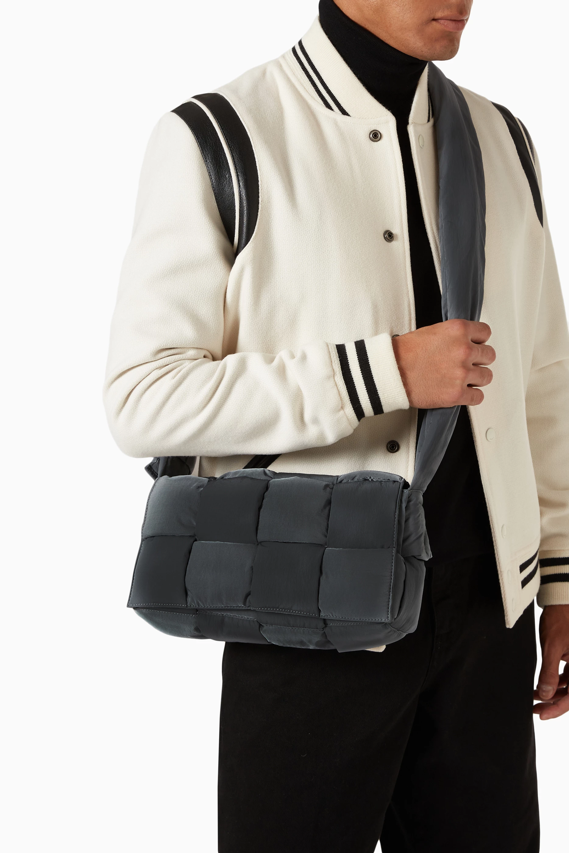 Buy Bottega Veneta Grey Padded Tech Cassette Bag in  display picture 1