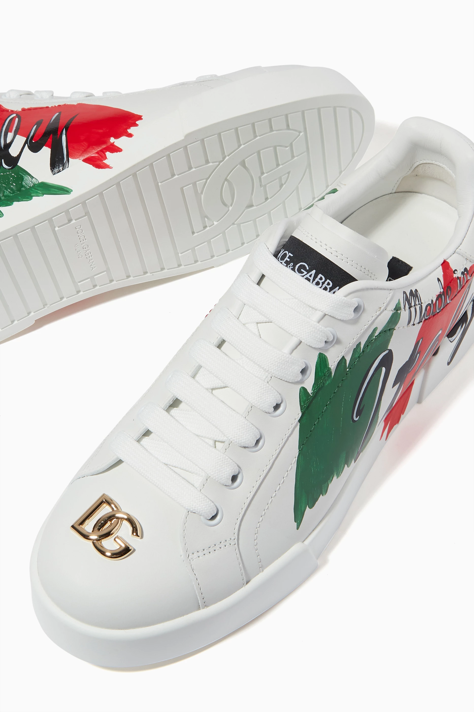 Buy Dolce Gabbana White Italian Flag Sneakers in Leather For Women Online Ounass Oman