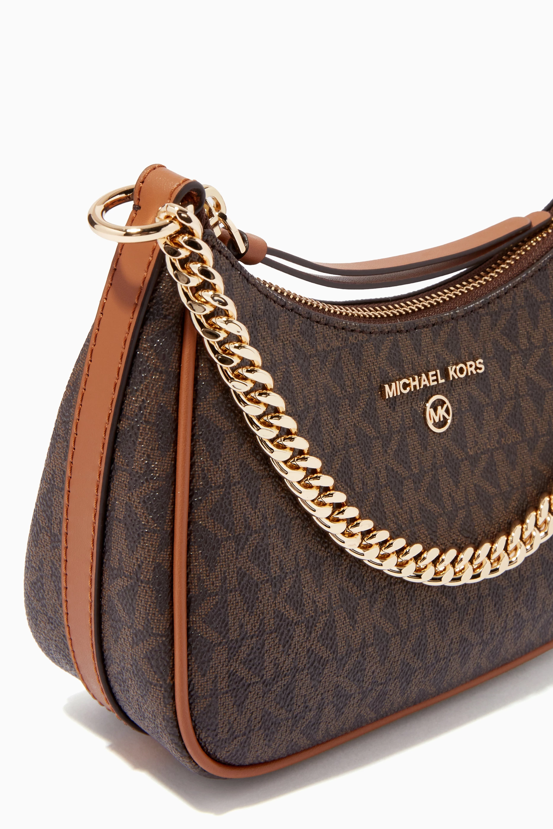Buy Michael Kors Brown Small Jet Set Charm Shoulder Bag in Logo Canvas For Women Online Ounass Oman
