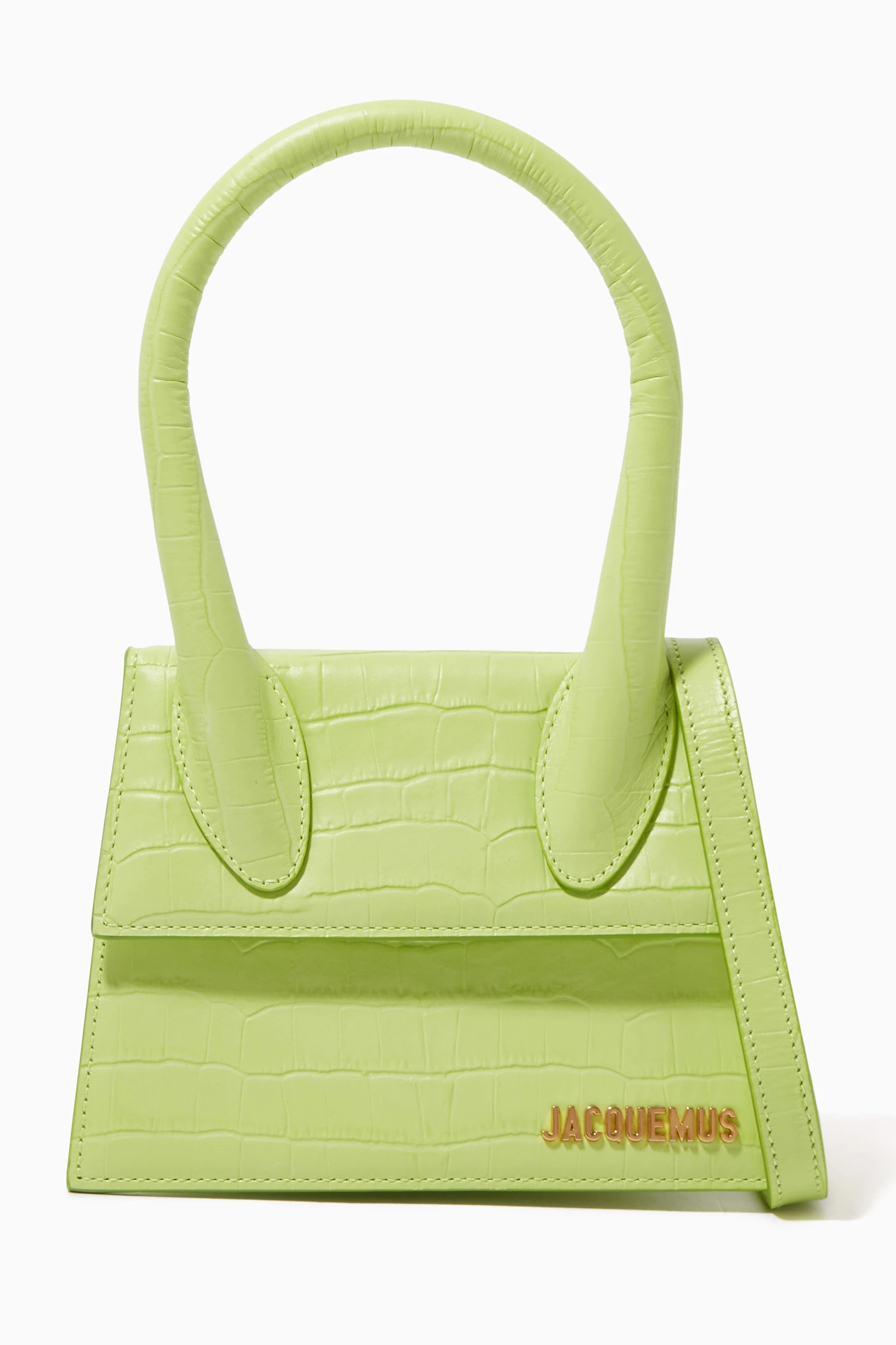 Buy Jacquemus Green Le Chiquito Medium Bag in Croc-embossed
