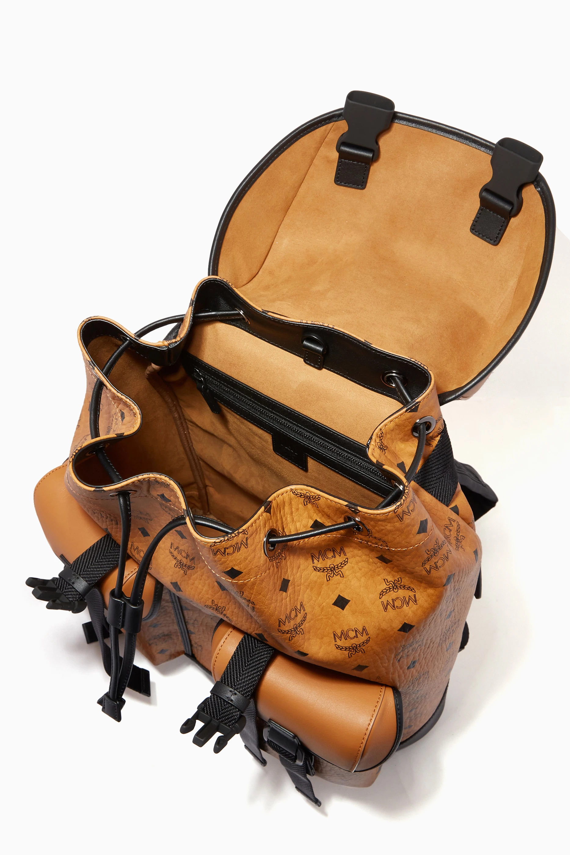 Buy MCM Brown Large Brandenburg Backpack in Visetos & Nappa