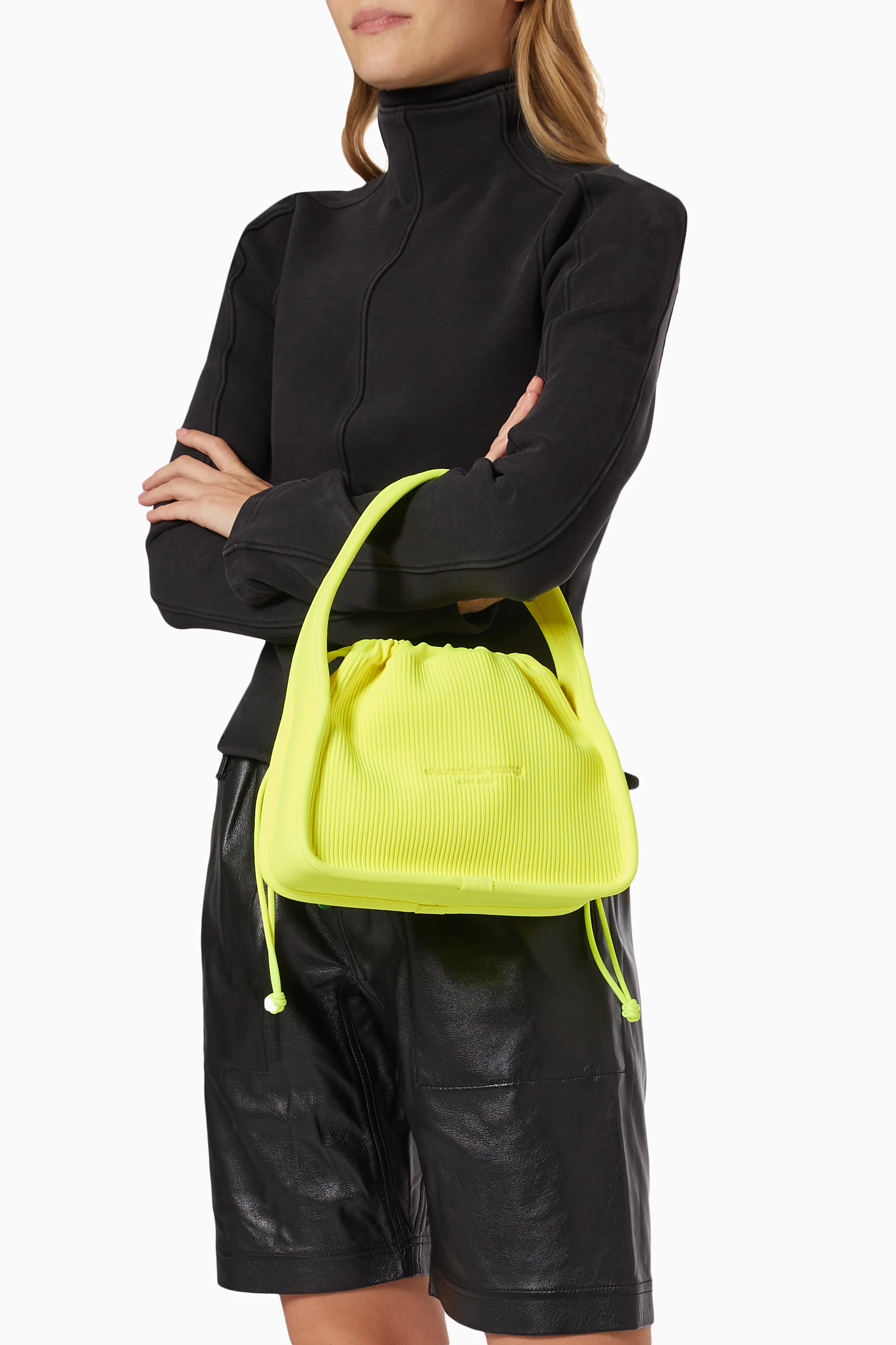 Buy Alexander Wang Yellow Small Ryan Bag in Rib Knit For Women 