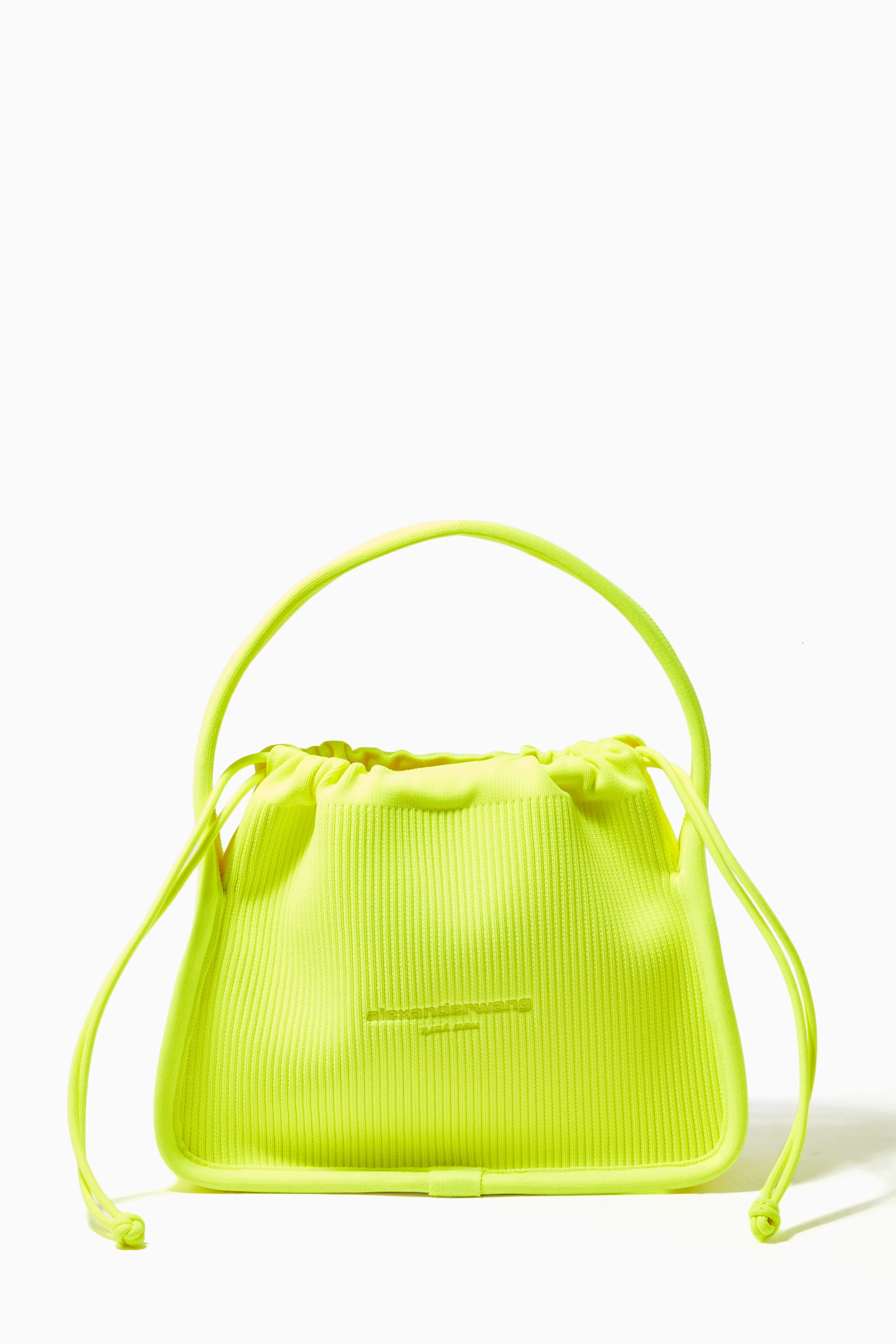 Buy Alexander Wang Yellow Small Ryan Bag in Rib Knit For Women 