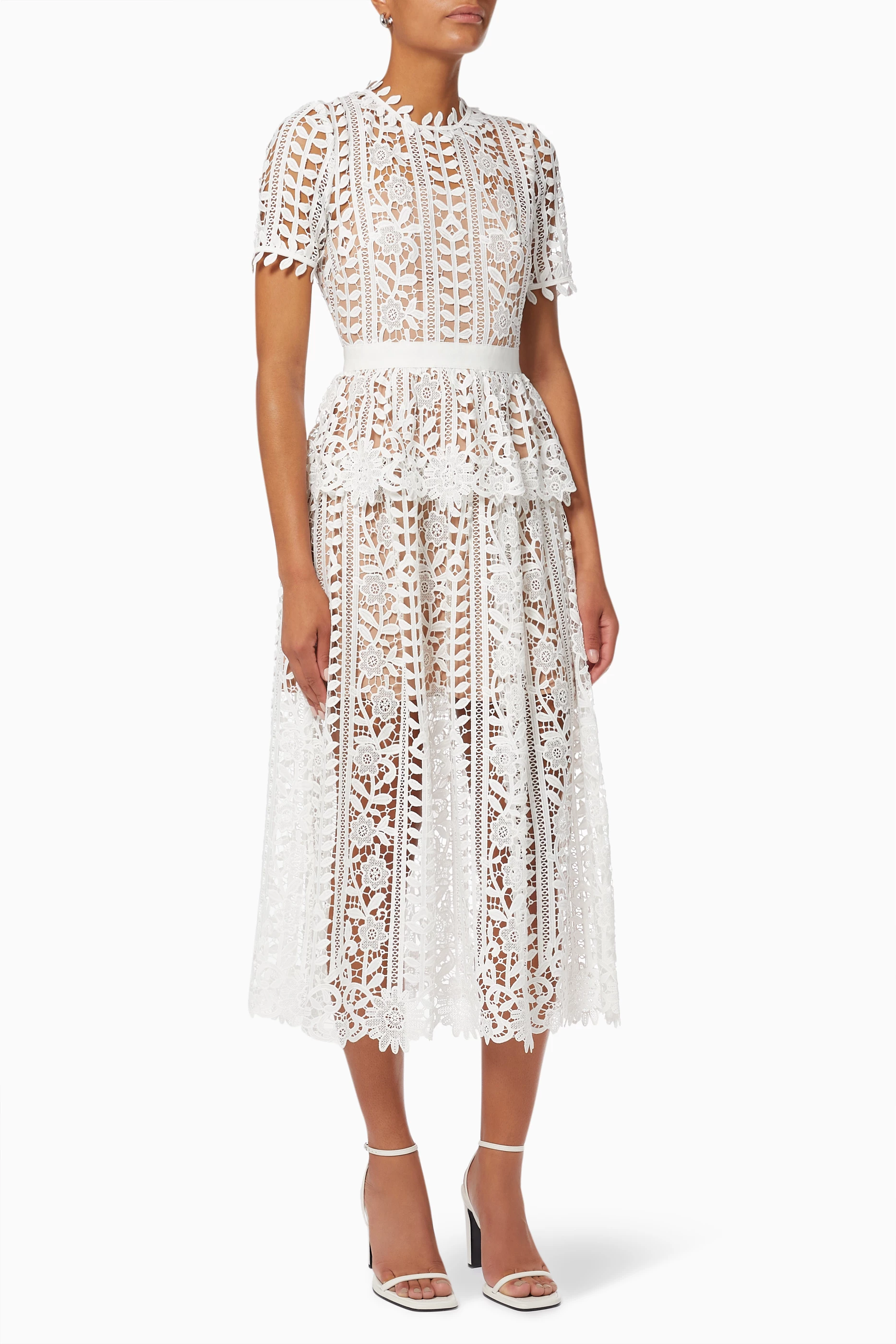chinese dress ladies Pauline Peplum Dress, in White, Size: XL main image 0