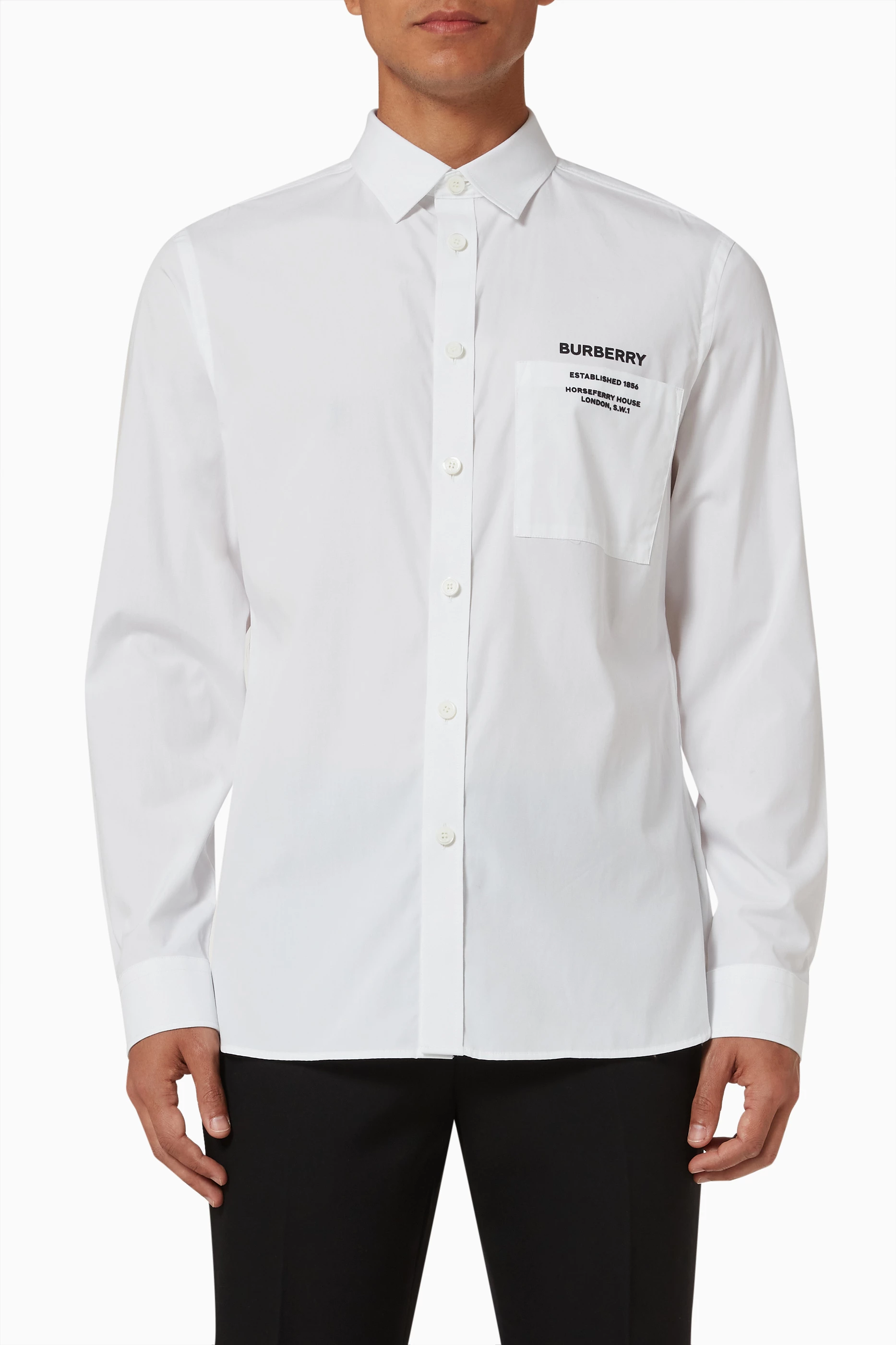 Buy Burberry White Horseferry Shirt in Cotton For Men Online