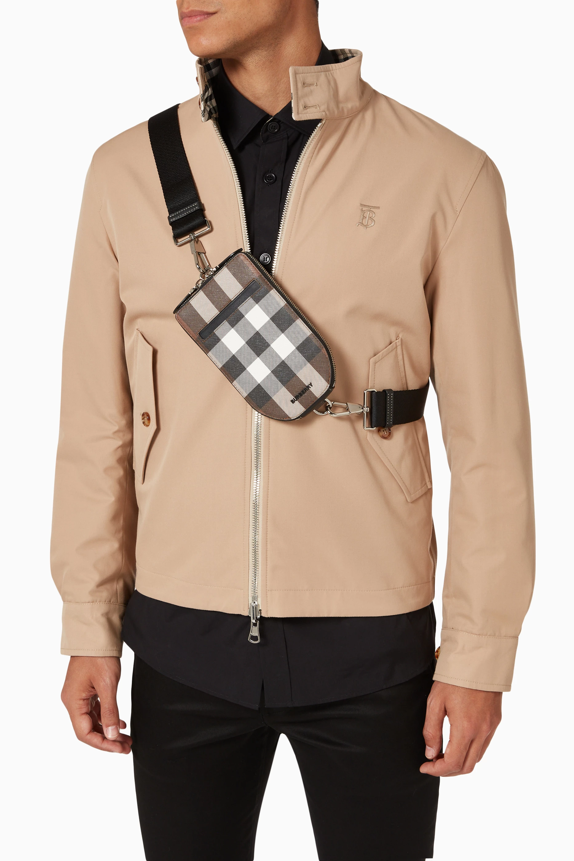 Buy Burberry Brown Check Crossbody Phone Case in Leather For Men Online Ounass Oman