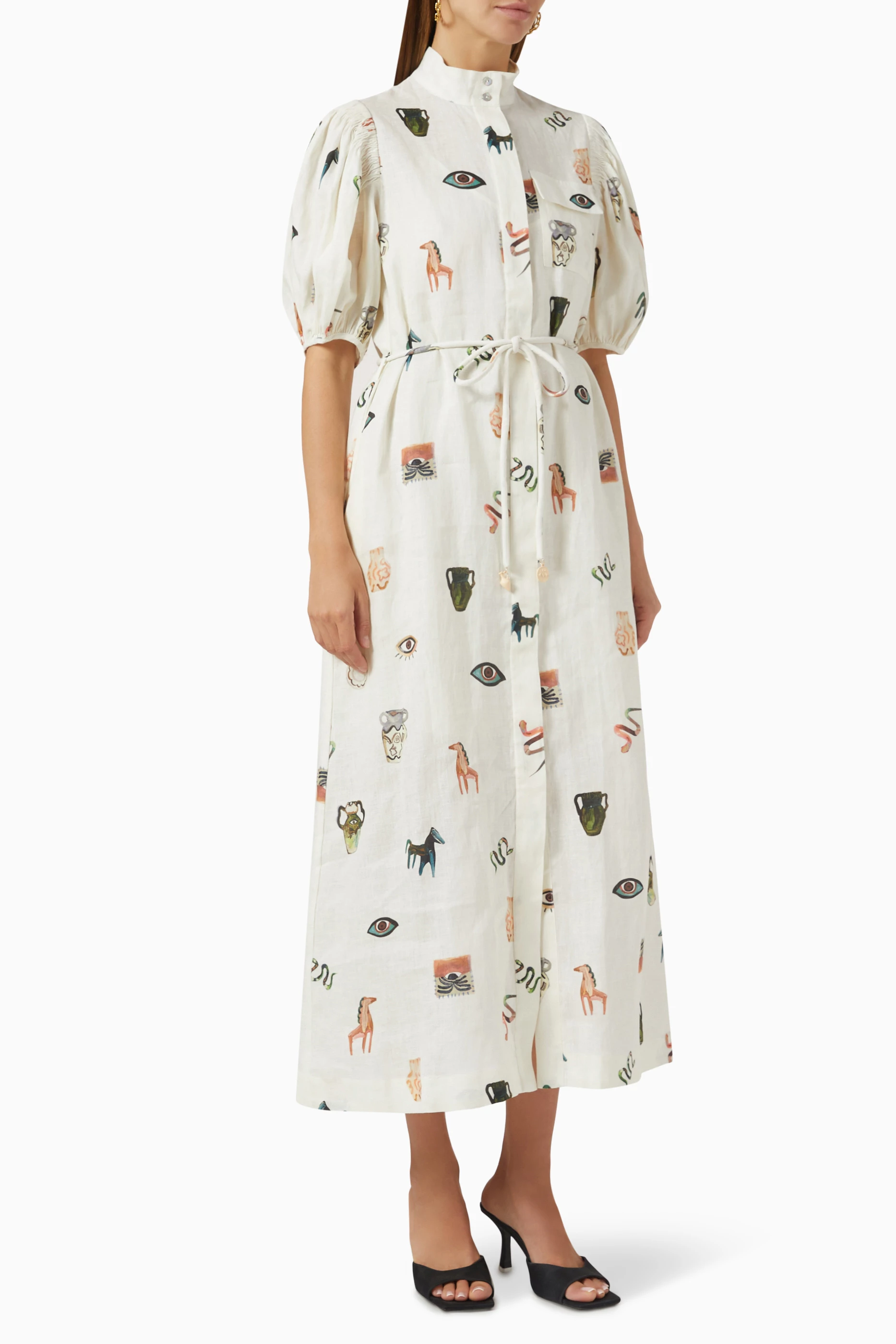 knee length dresses for ladies Sara Midi Dress in Green Floral main image 0