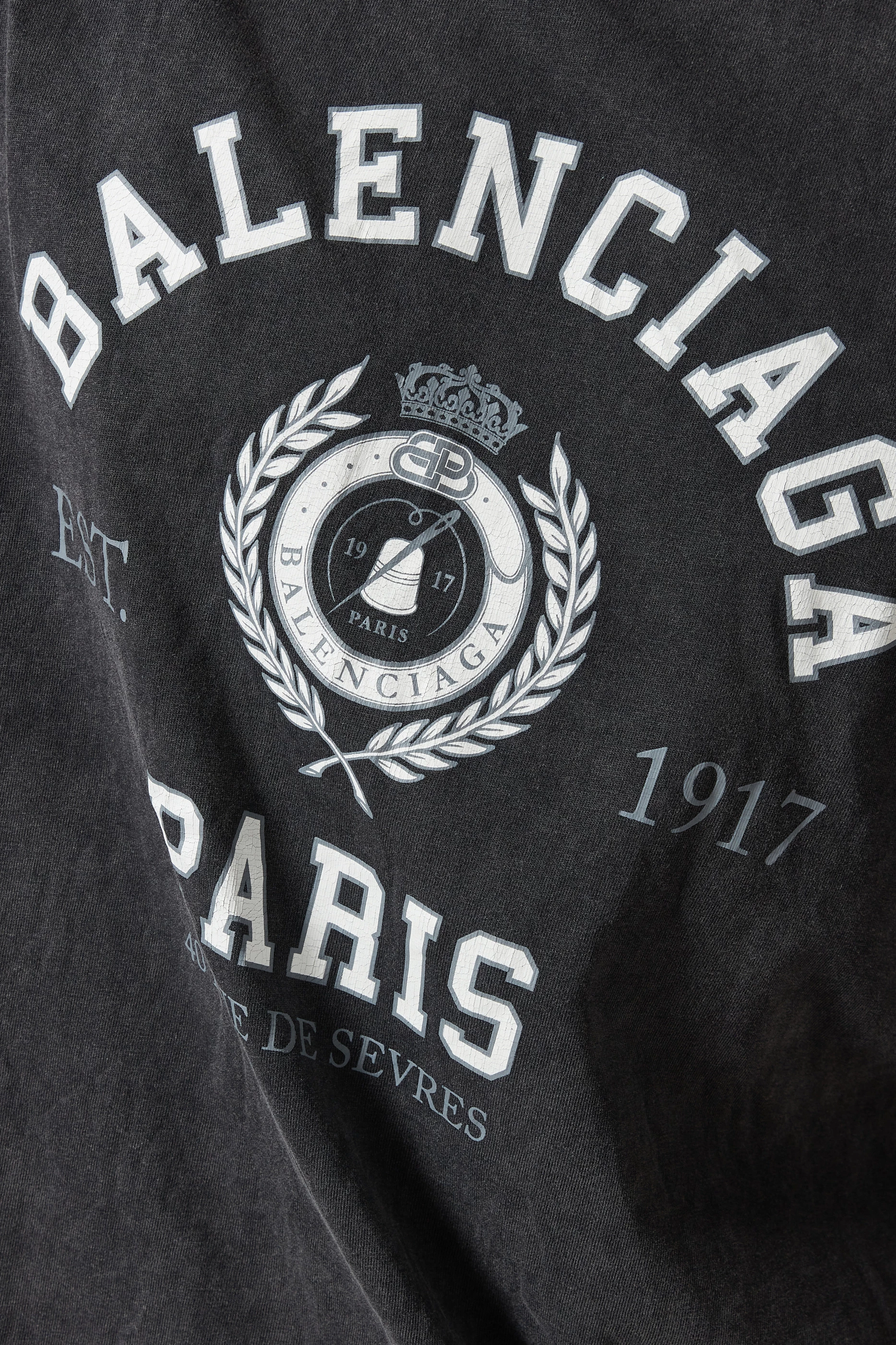 Buy Balenciaga Black College 1917 Medium Fit T-shirt in Vintage 