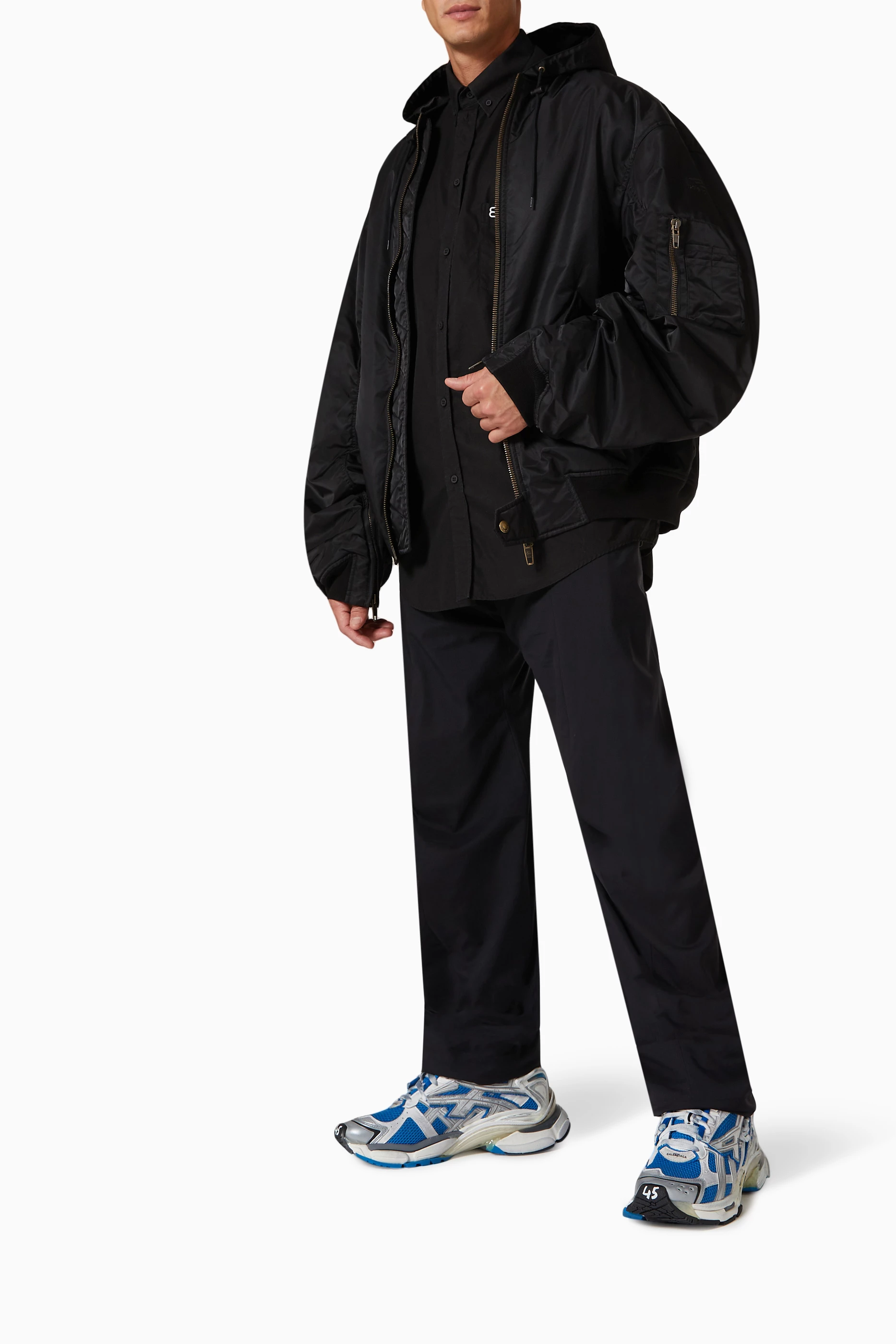 Buy Balenciaga Black 3B Sports Icon Light Bomber in Nylon For Men 