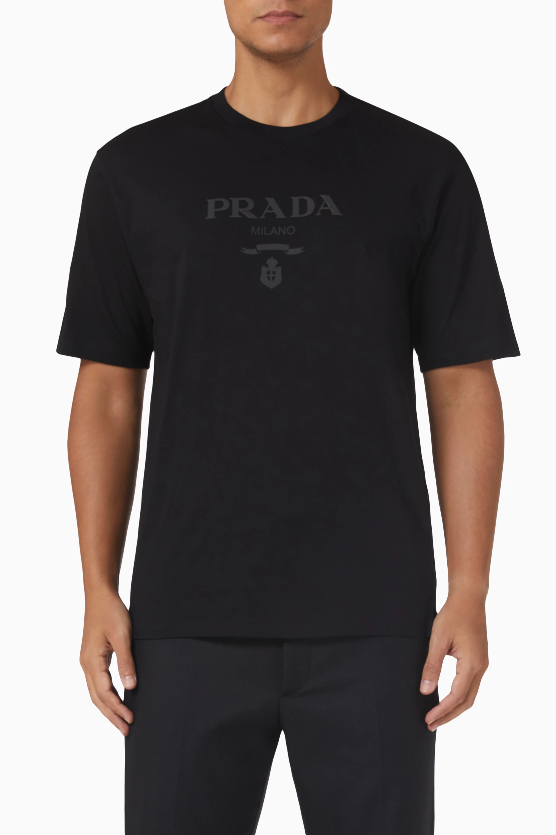 Buy Prada Black T shirt in Cotton Jersey For Men Online Ounass Oman