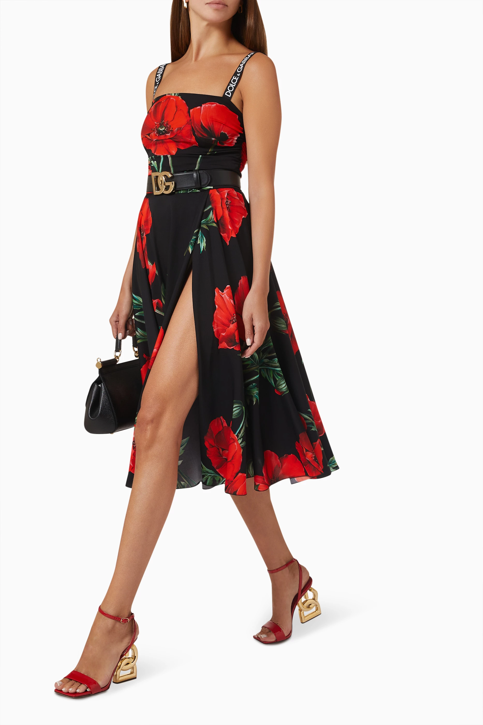 fitted lace wedding dress Dolce & Gabbana Red Floral Print Strapless Dress main image 1