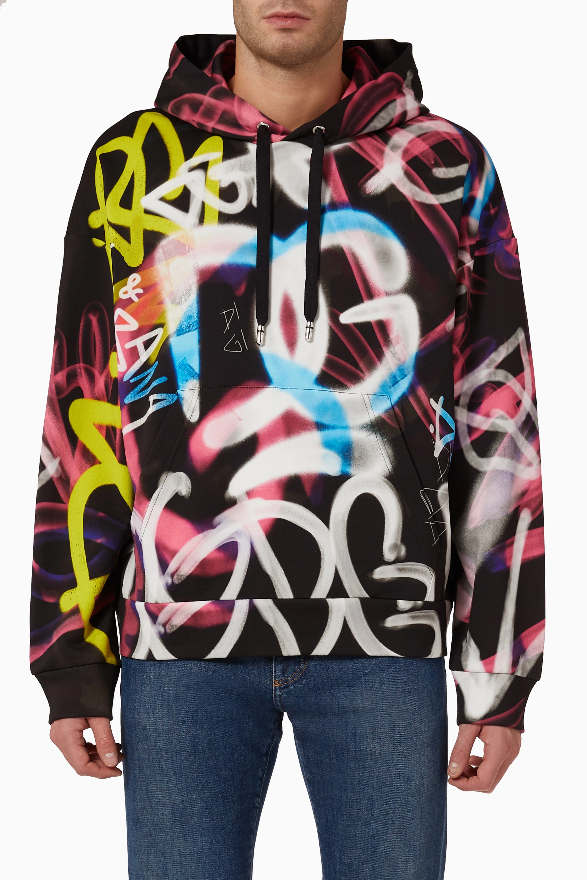 Buy Dolce & Gabbana Multicolour Spray-paint Graffiti Hoodie