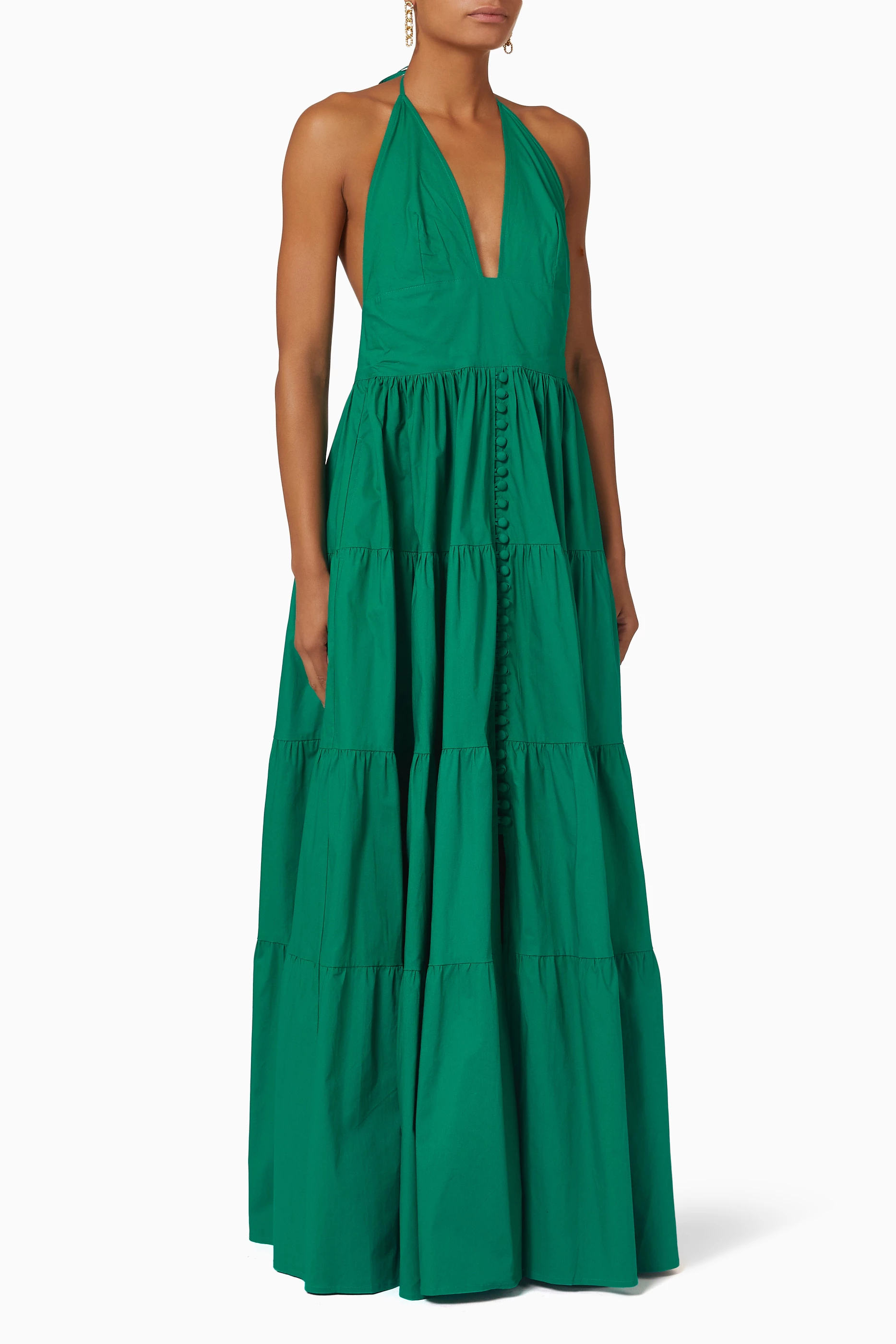 Buy Alexandra Miro Green Celeste Maxi Dress in Cotton Poplin For Women  Online | Ounass Oman