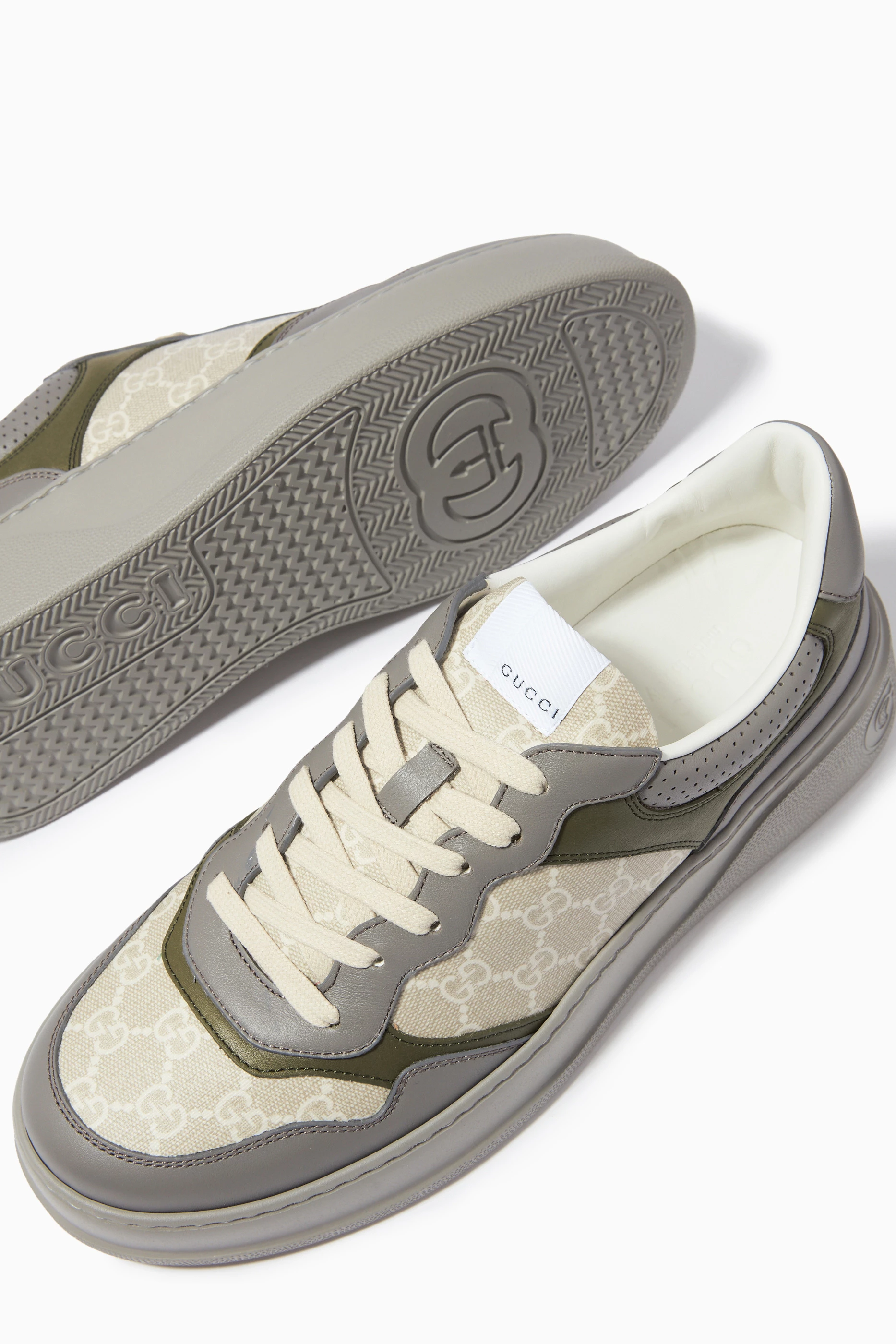 Gucci GG Chunky Monogram Sneakers Men Olive/Grey-Beige Size UK 8 Gucci Grey/Blue Leather GG Low Top Sneakers Size 44 Gucci  main image 3