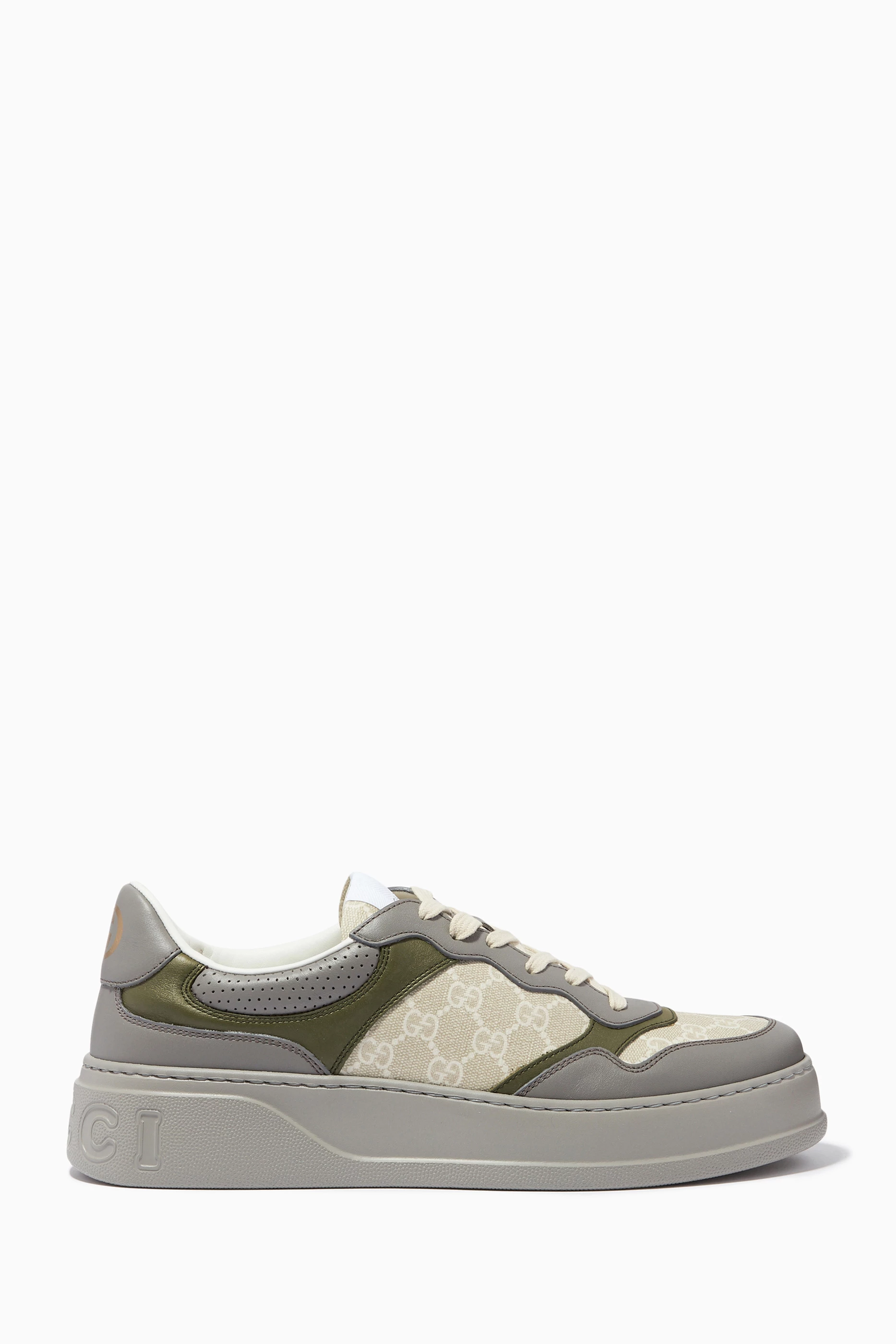 Buy Gucci Grey GG Supreme Chunky Sneakers in Logo Canvas For