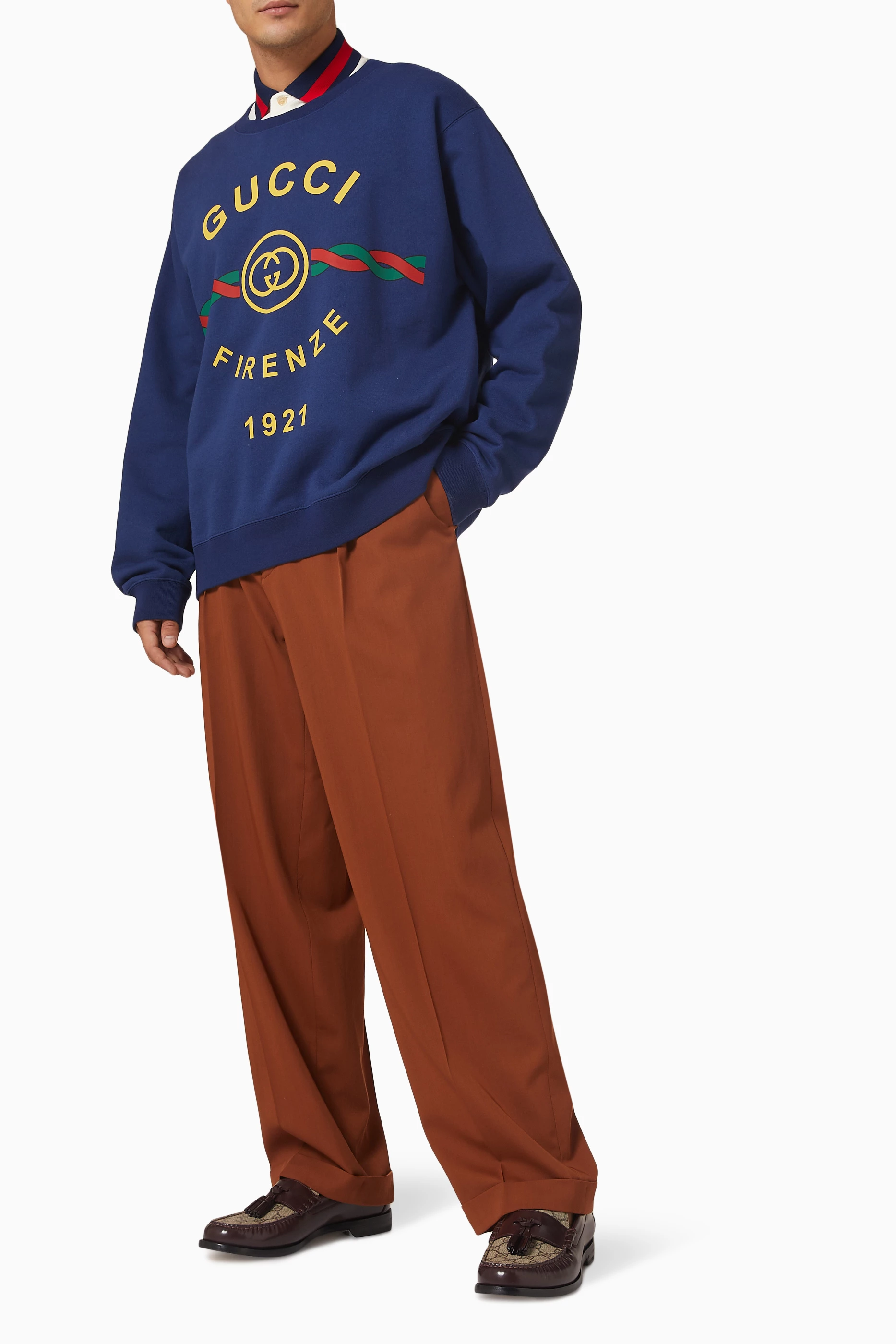 Buy Gucci Blue Gucci Firenze 1921 Sweatshirt in Felted