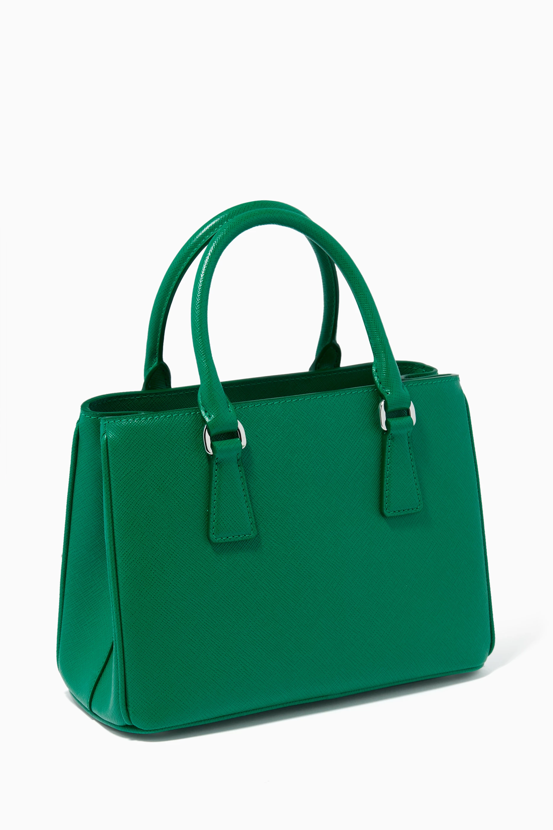 Buy Prada Green Mini Prada Galleria Bag in Saffiano Leather For