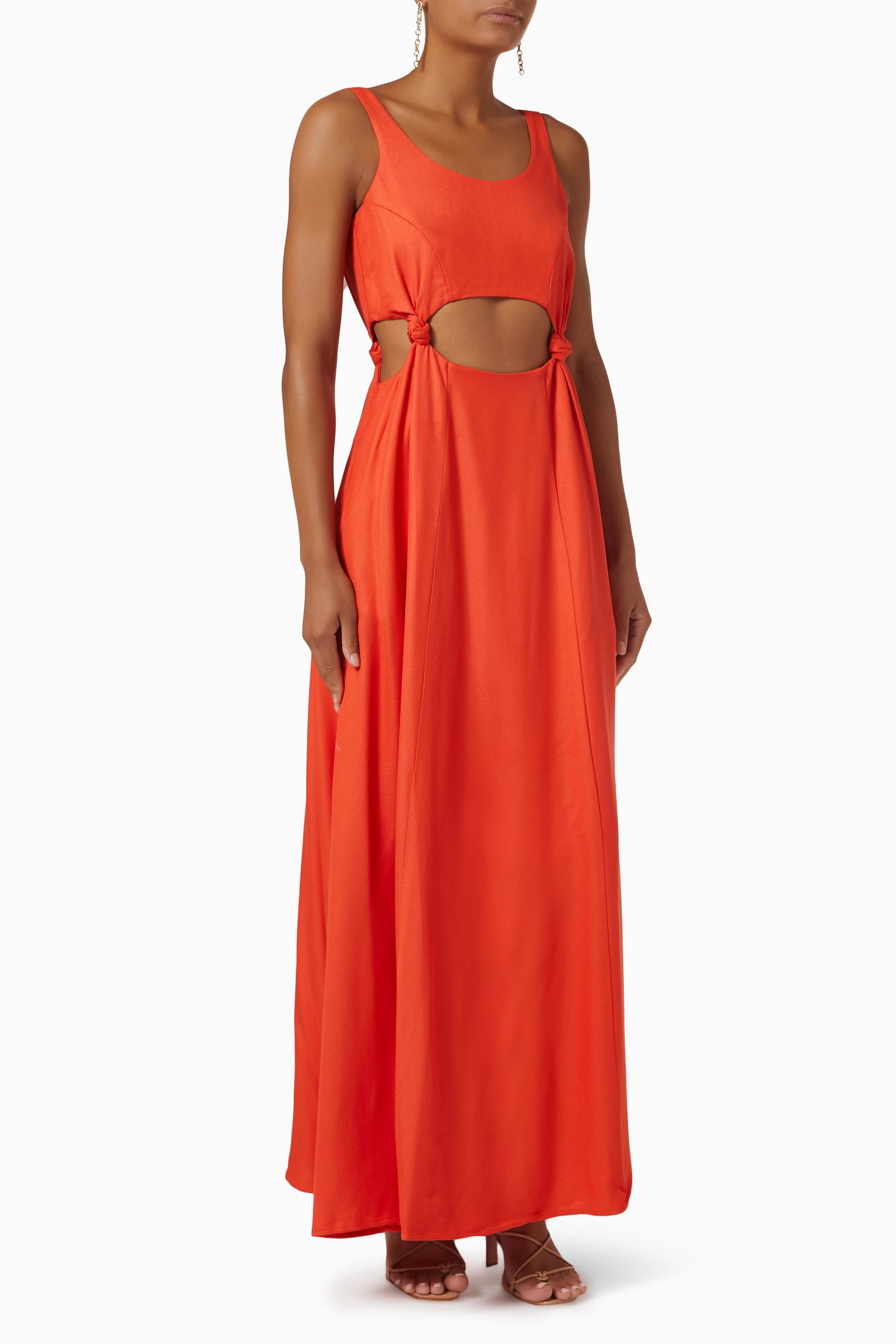 Buy BONDI BORN Orange Tenerife Cut Out Maxi Dress in Viscose Rayon Blend For Women Online | Ounass Oman