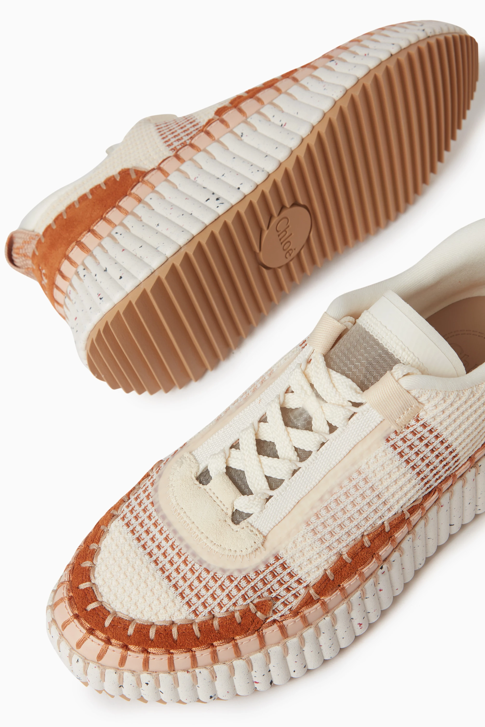 Buy Chloé Brown Nama Sneakers in Lower-Impact Mesh For Women