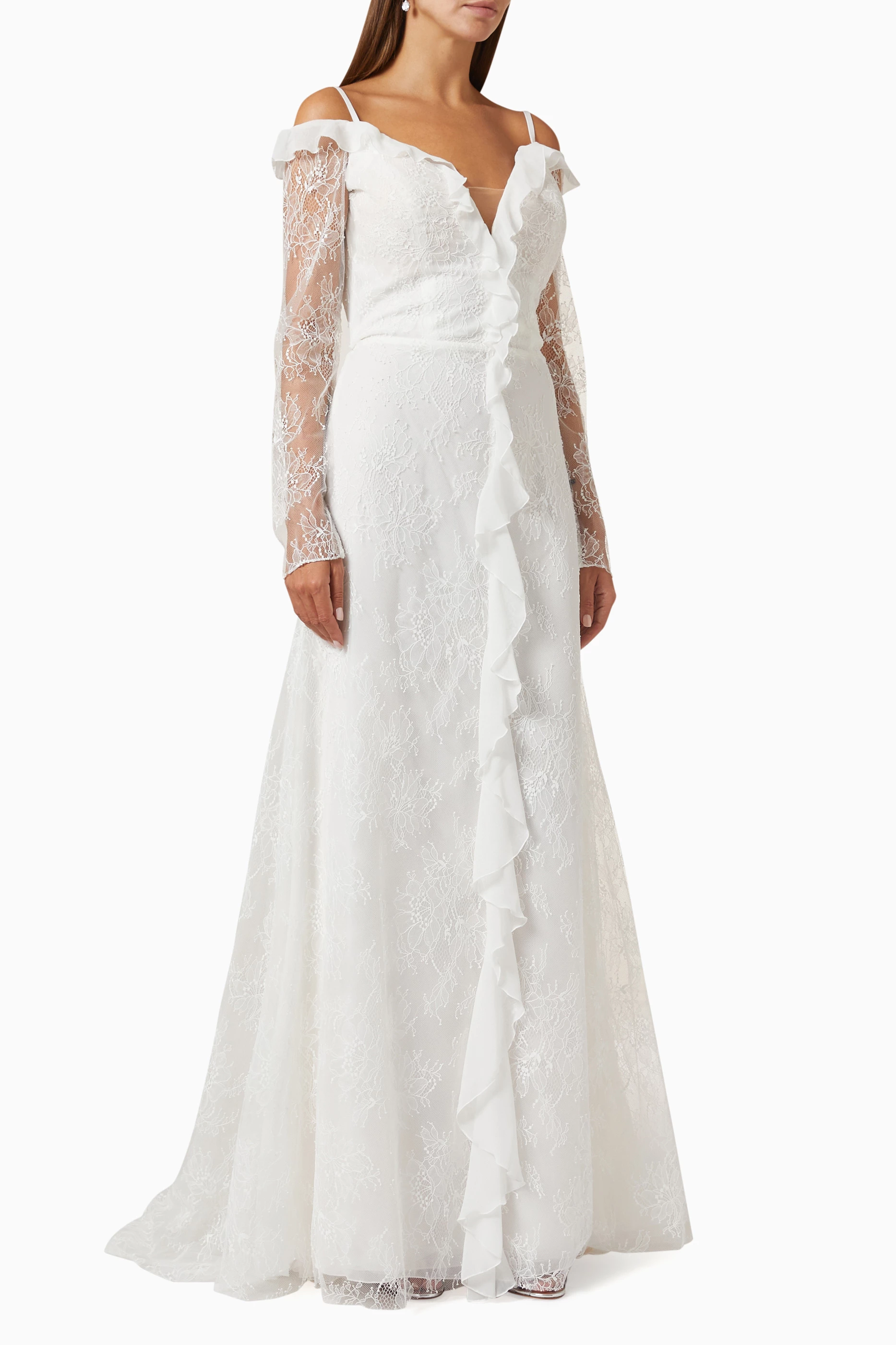 White by vera wang chantilly lace wedding dress on sale