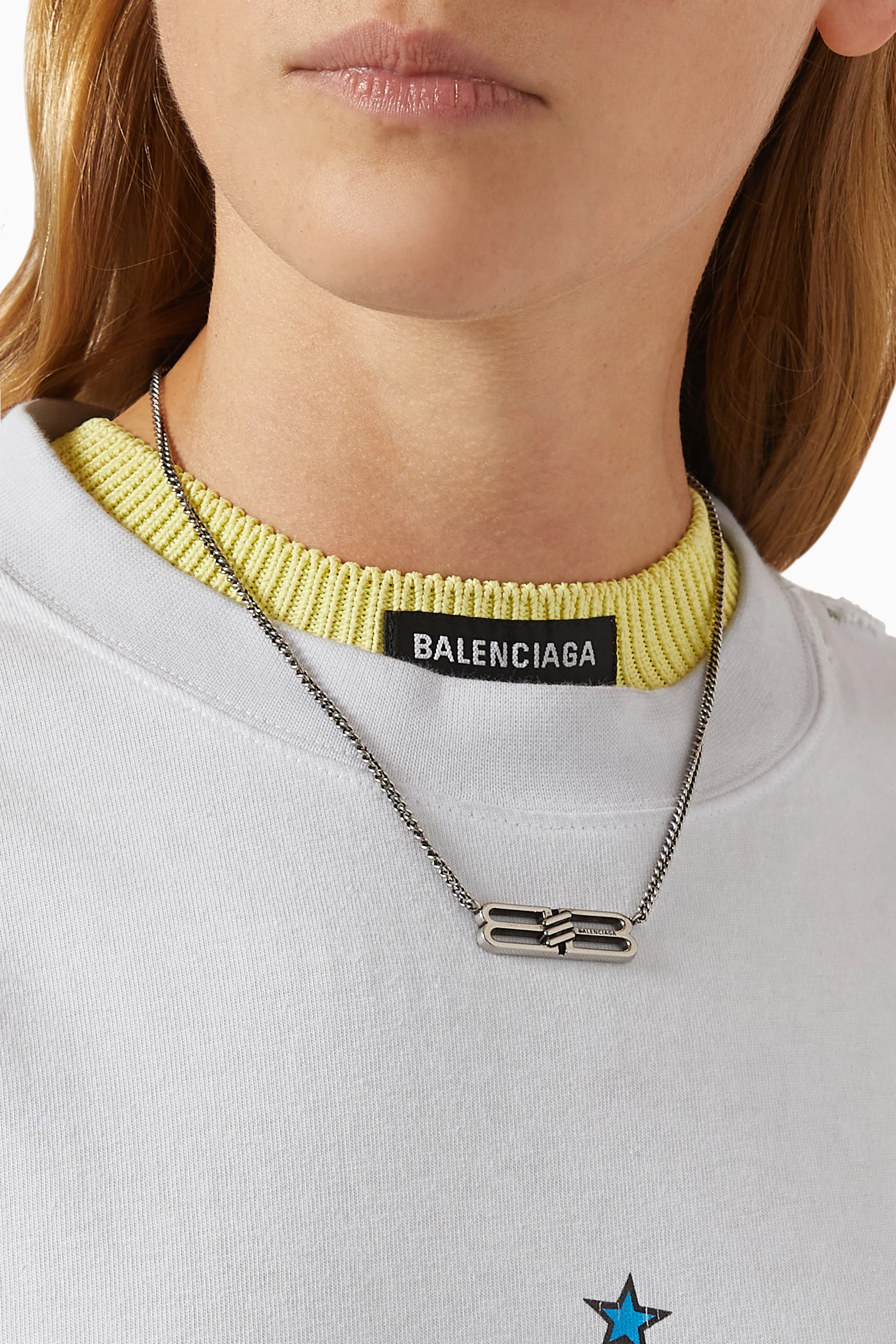 Buy Balenciaga Silver BB Icon Necklace in Brass For UNISEX