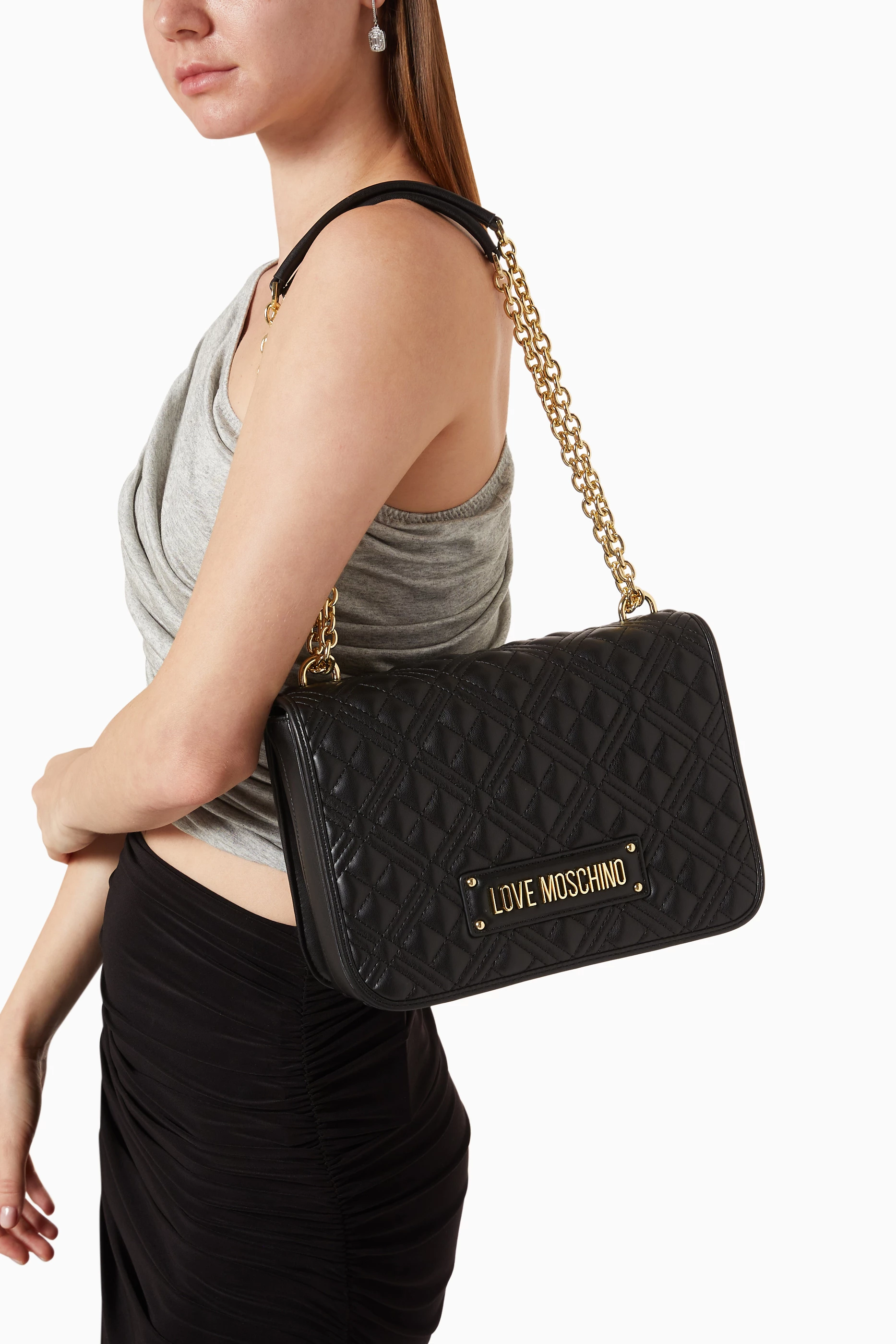 Love moschino quilted faux leather shoulder bag hotsell