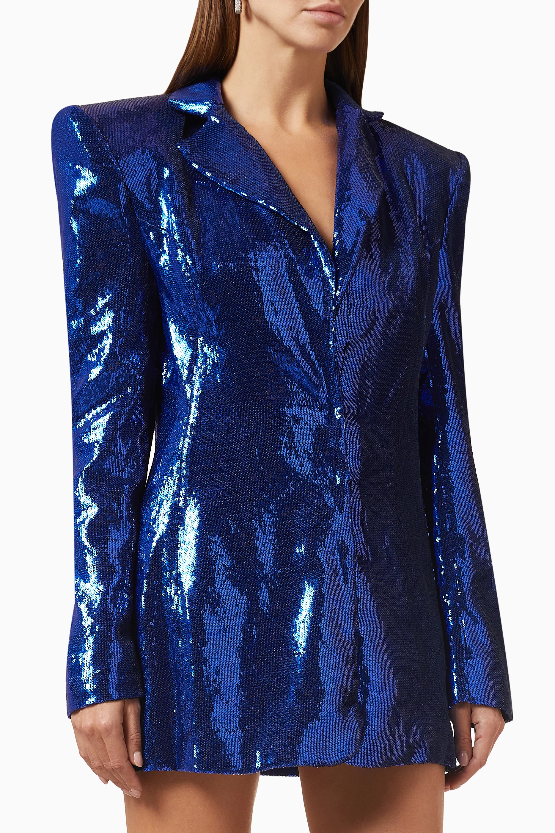 blue sequin blazer dress Sz 16W PLUS Ashro Aqua Blue Formal Wedding Church Party Dot Sequin Jacket  Dress