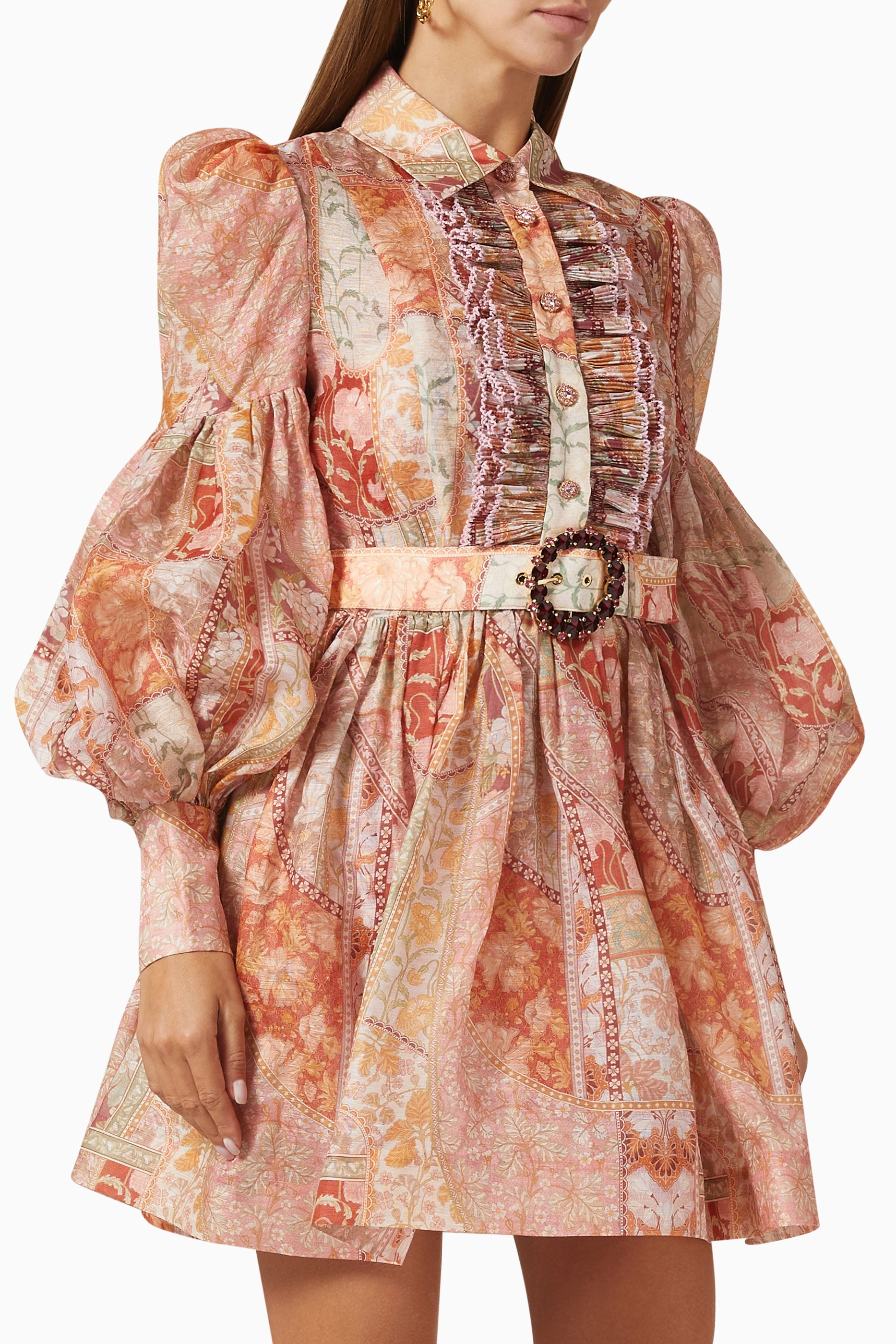 Buy Zimmermann Multicolour Kaleidoscope Tuxedo Frill Mini Dress in Linen  Blend For Women Online | Ounass Oman