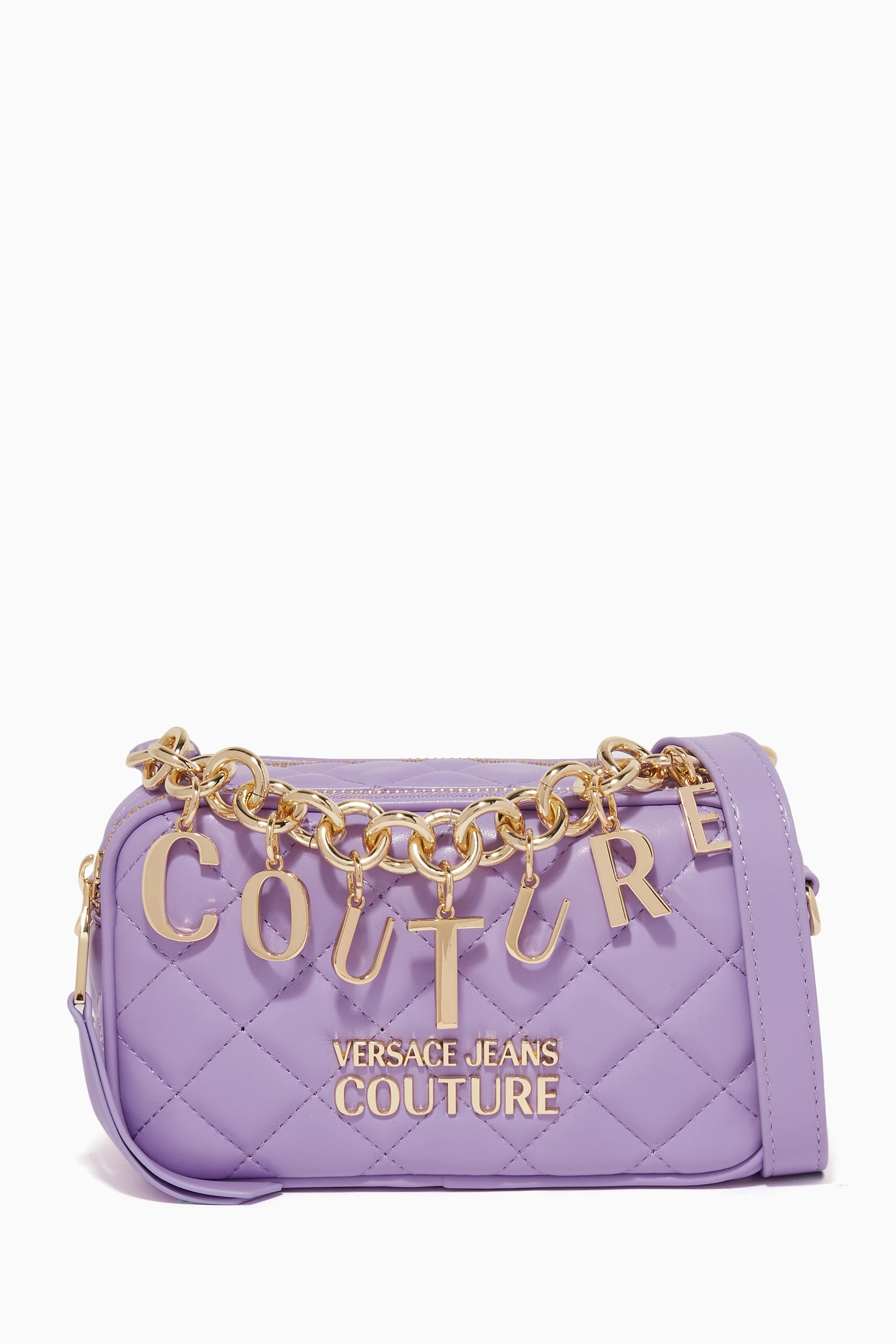 Buy Versace Jeans Couture Purple Quilted Shoulder Bag in Leather For Women Online Ounass Oman