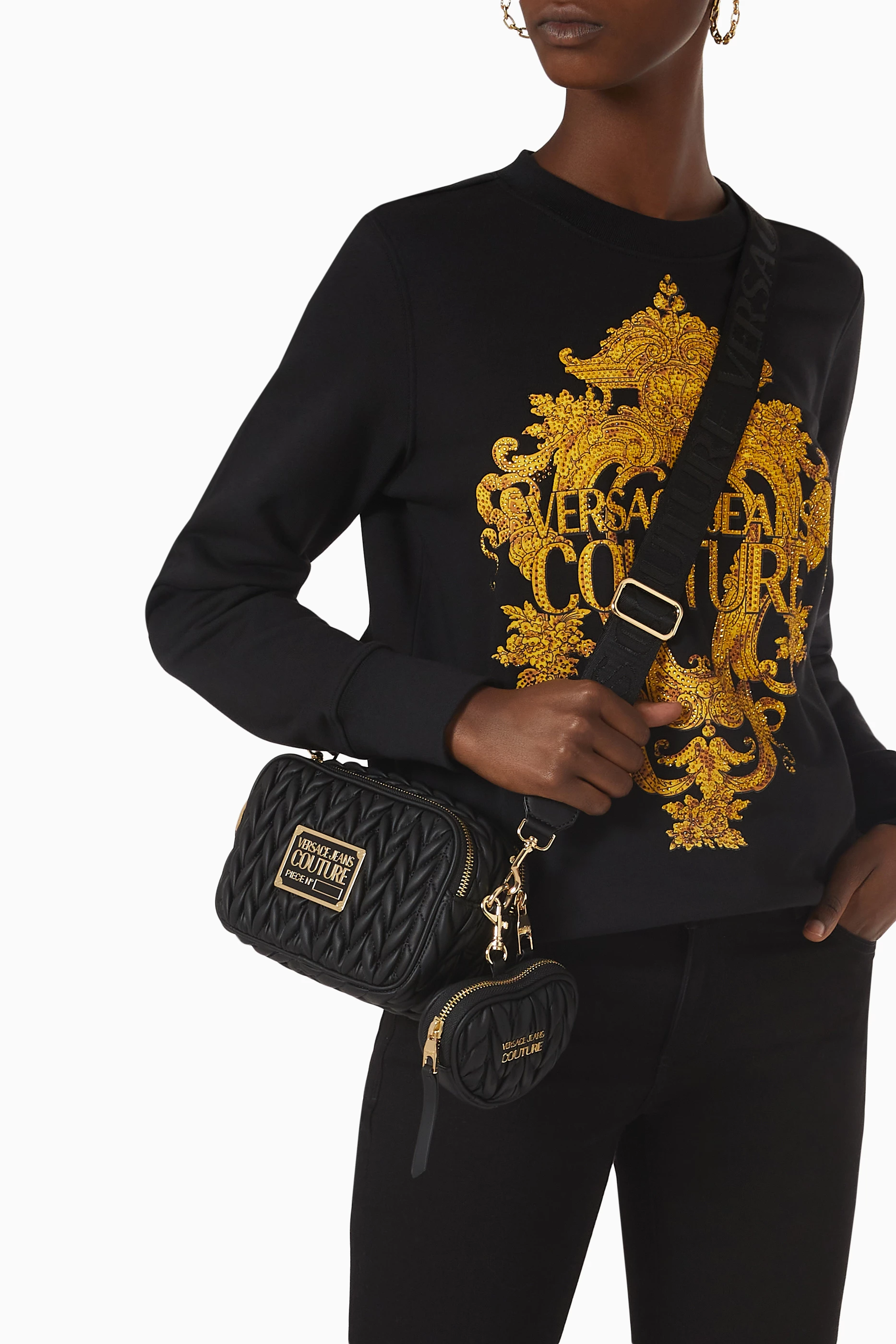 Buy Versace Jeans Couture Black Small Crunchy Camera Bag in Leather For Women Online Ounass Oman