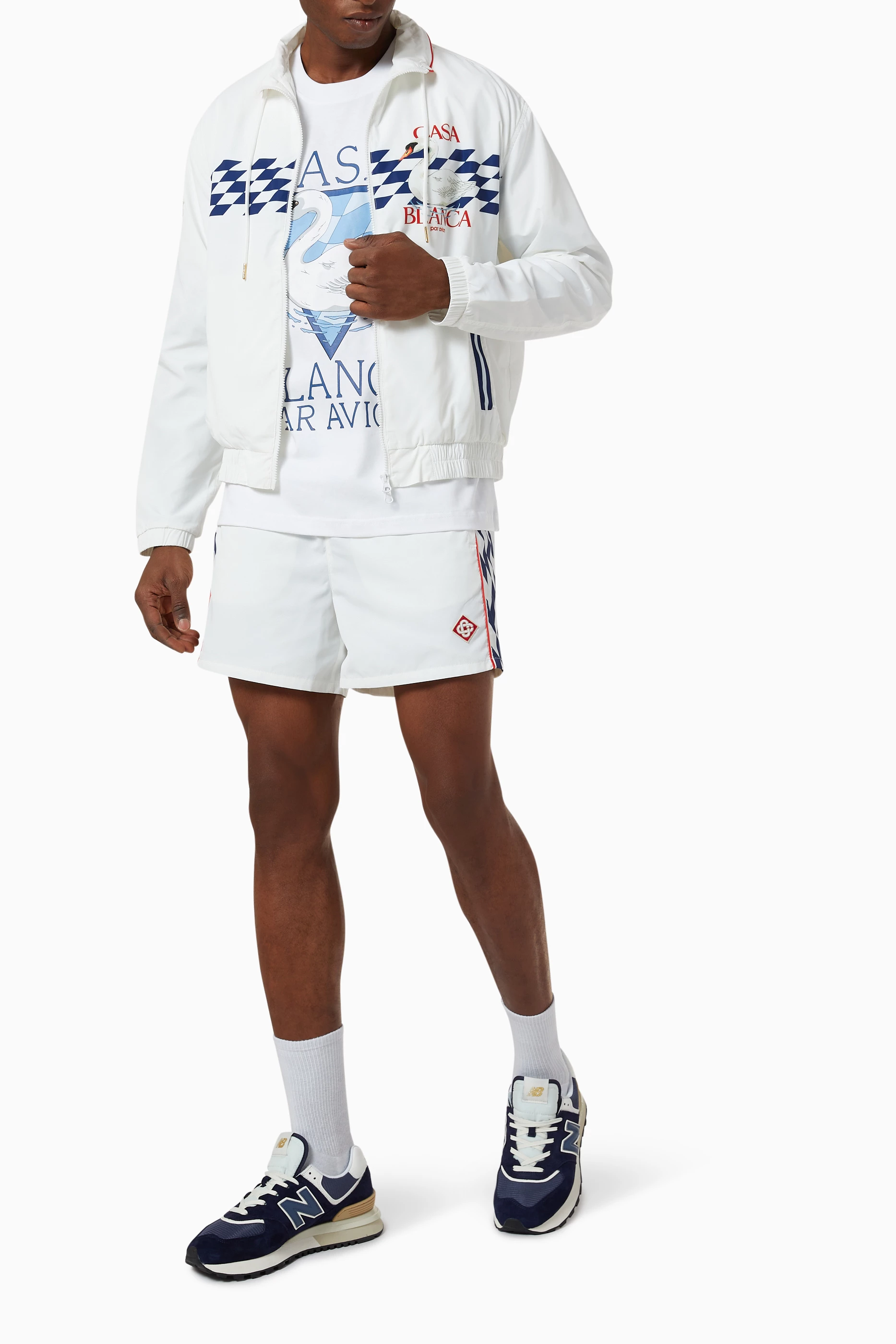 Buy Casablanca White Par Avion Shell Suit Track Jacket in Nylon