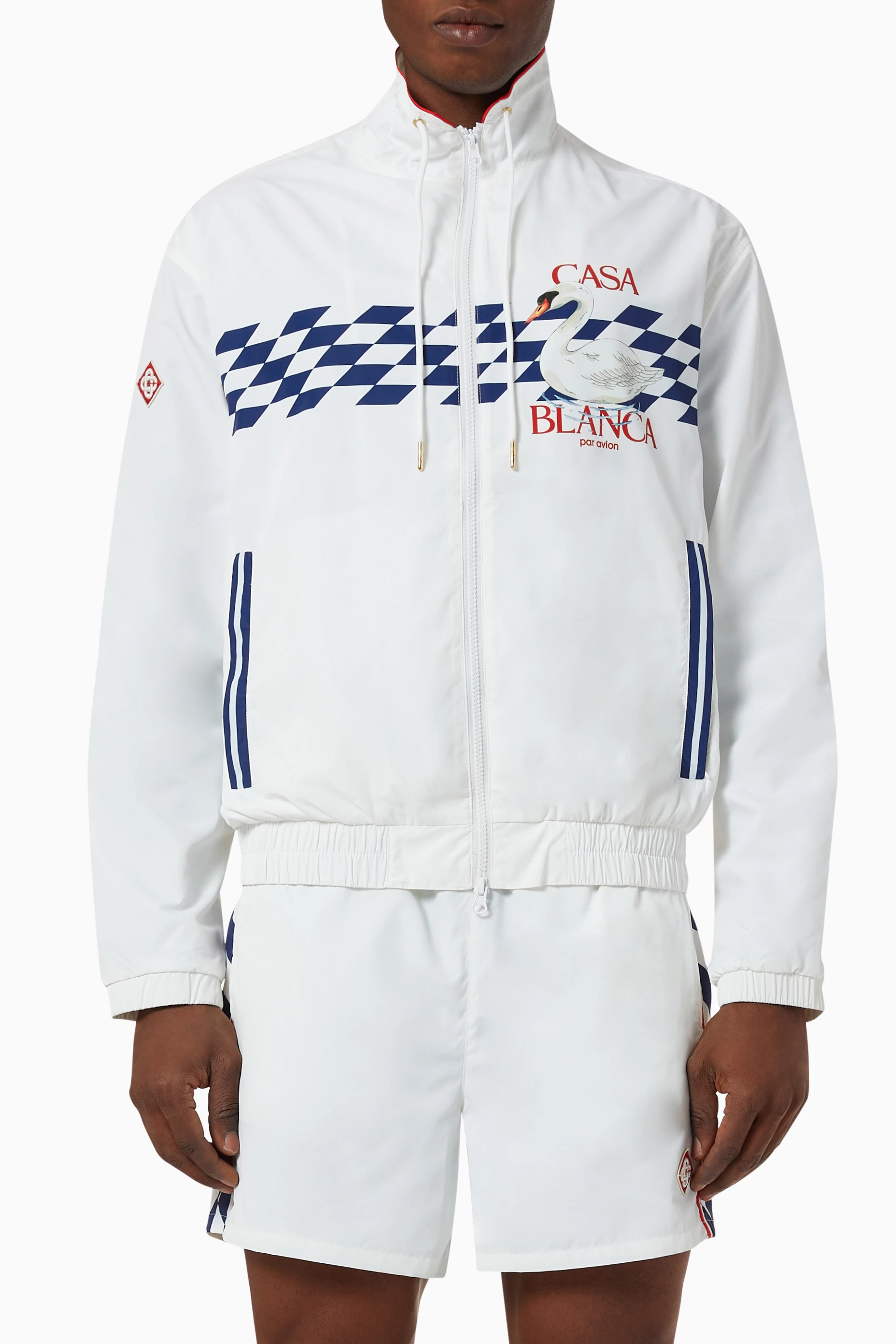 Buy Casablanca White Par Avion Shell Suit Track Jacket in Nylon