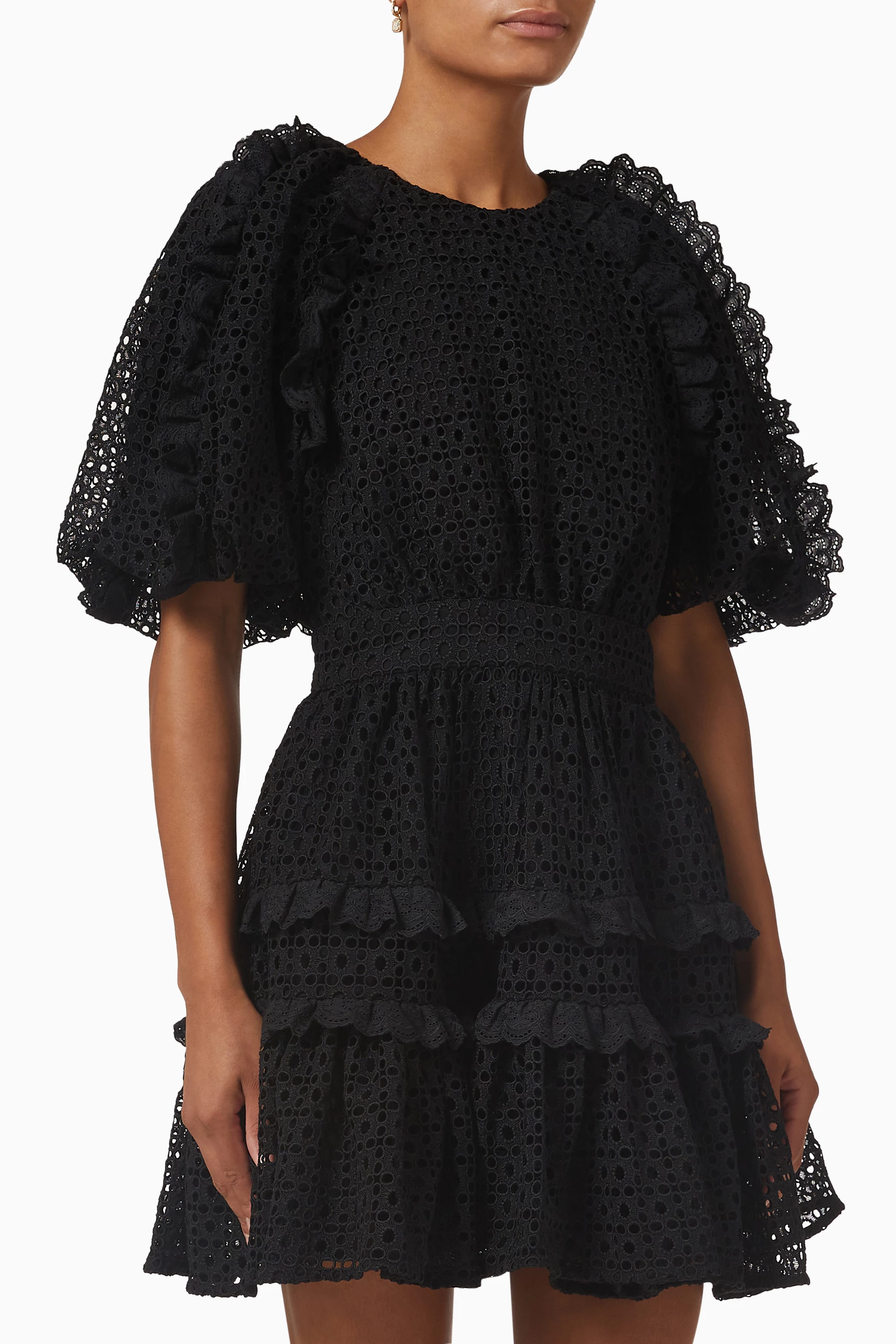 chinese dress ladies Charmer Lace Trim Mini Dress | Black