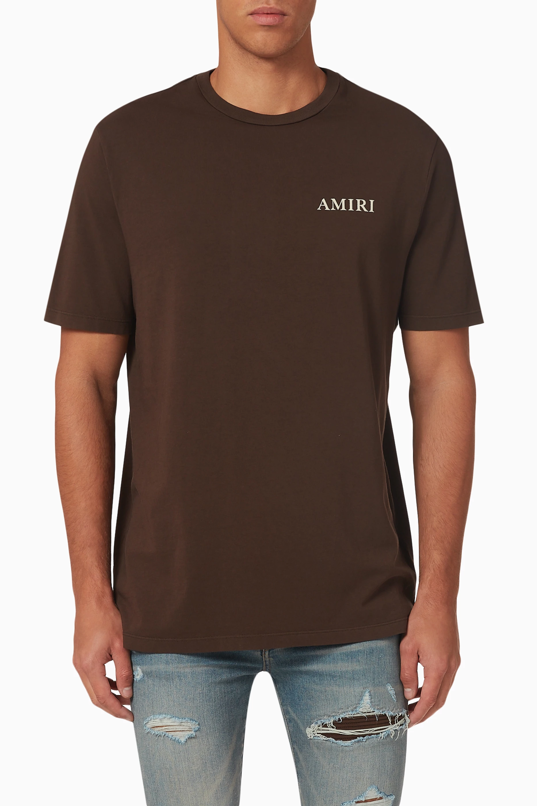 Buy Amiri Brown Puff Logo T-shirt in Cotton For Men Online 