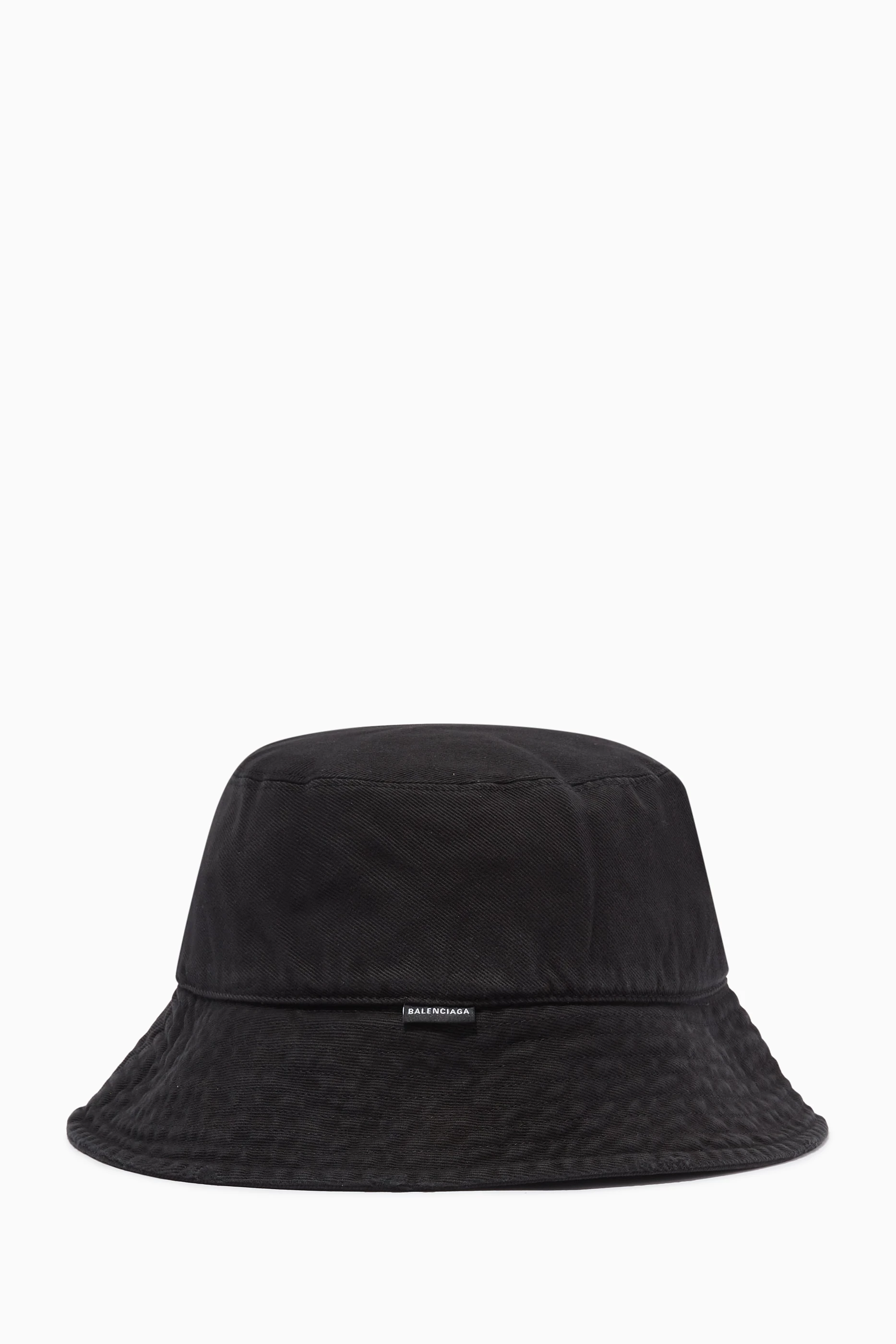 Buy Balenciaga Black Bucket Hat in Cotton-blend For Men Online