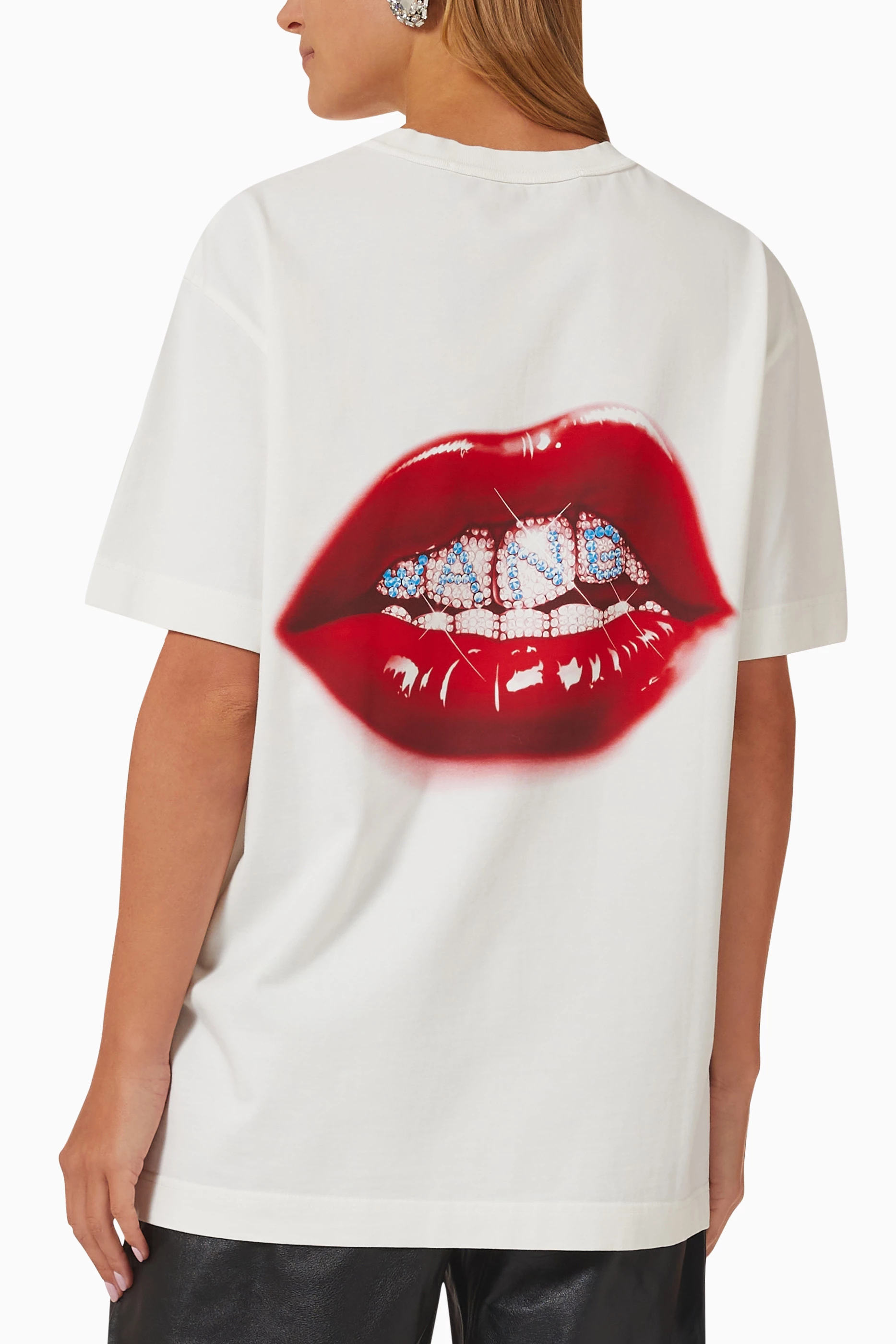 Buy Alexander Wang White Embellished Logo Grill T-shirt in Compact