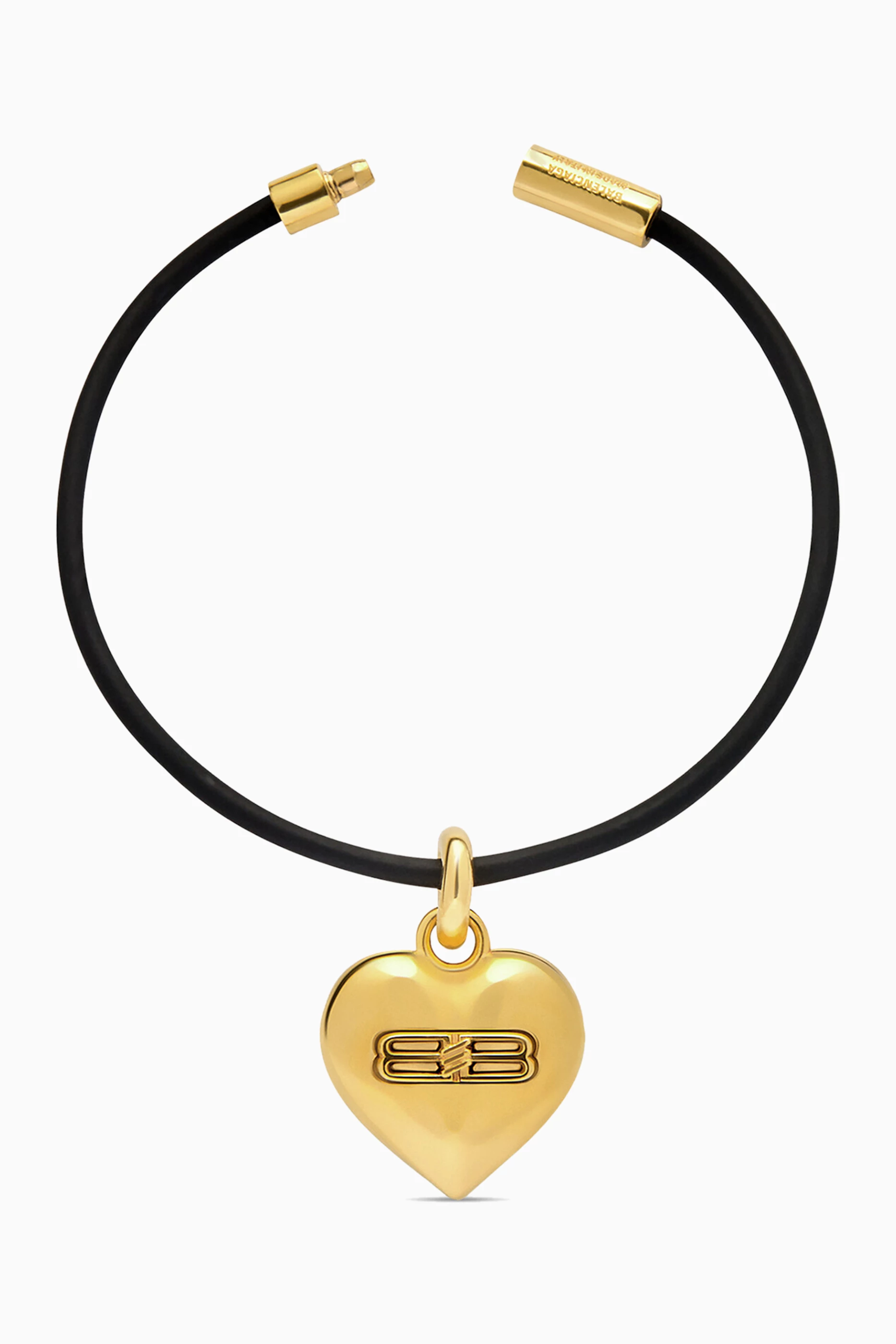 Buy Balenciaga Gold BB Icon Heart Bracelet in Brass & Rubber For