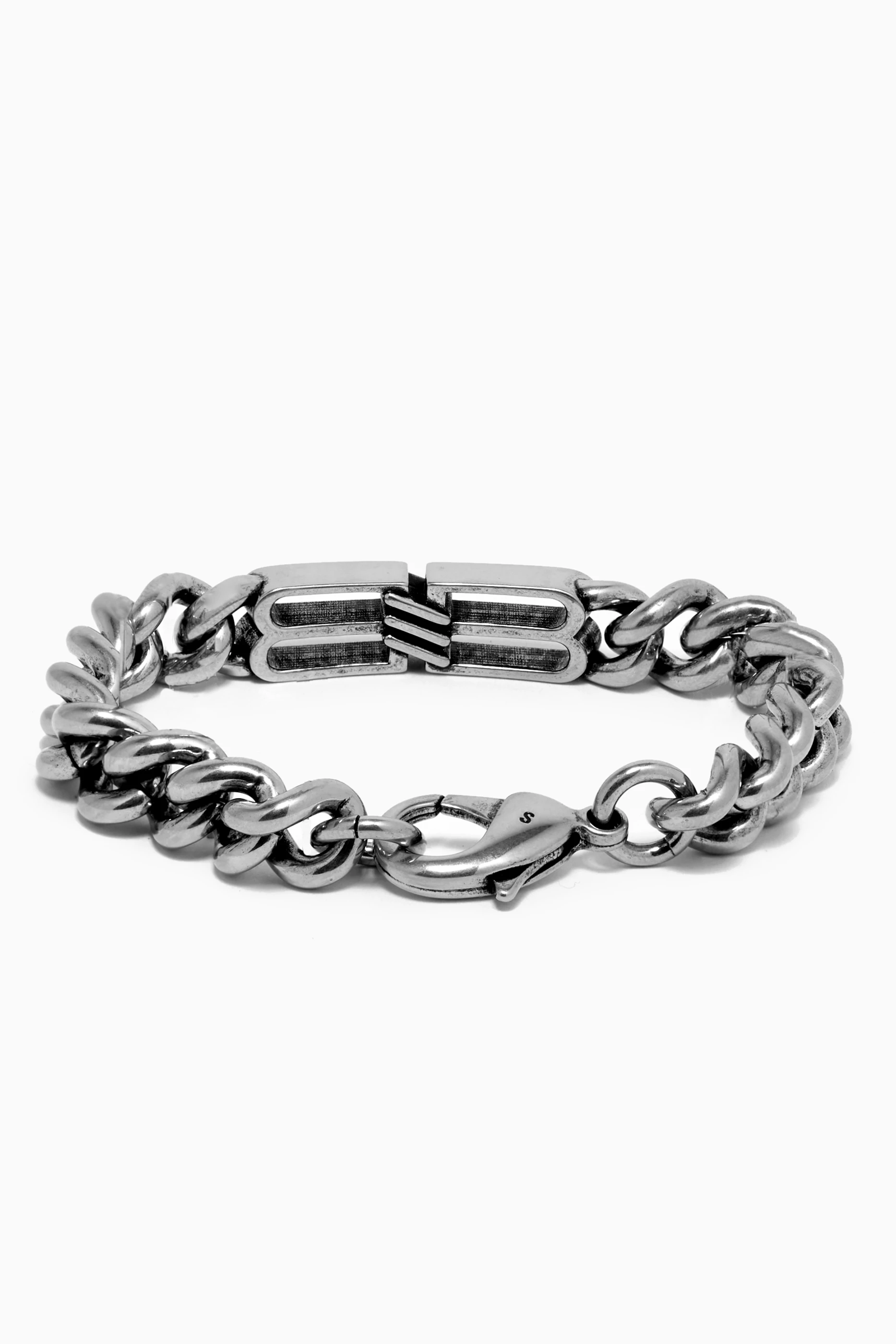 ギフトにも【BALENCIAGA】BB Icon Gourmette ブレスレットSilver BALENCIAGA】BB ICON GOURMETTE ブレスレット (BALENCIAGA